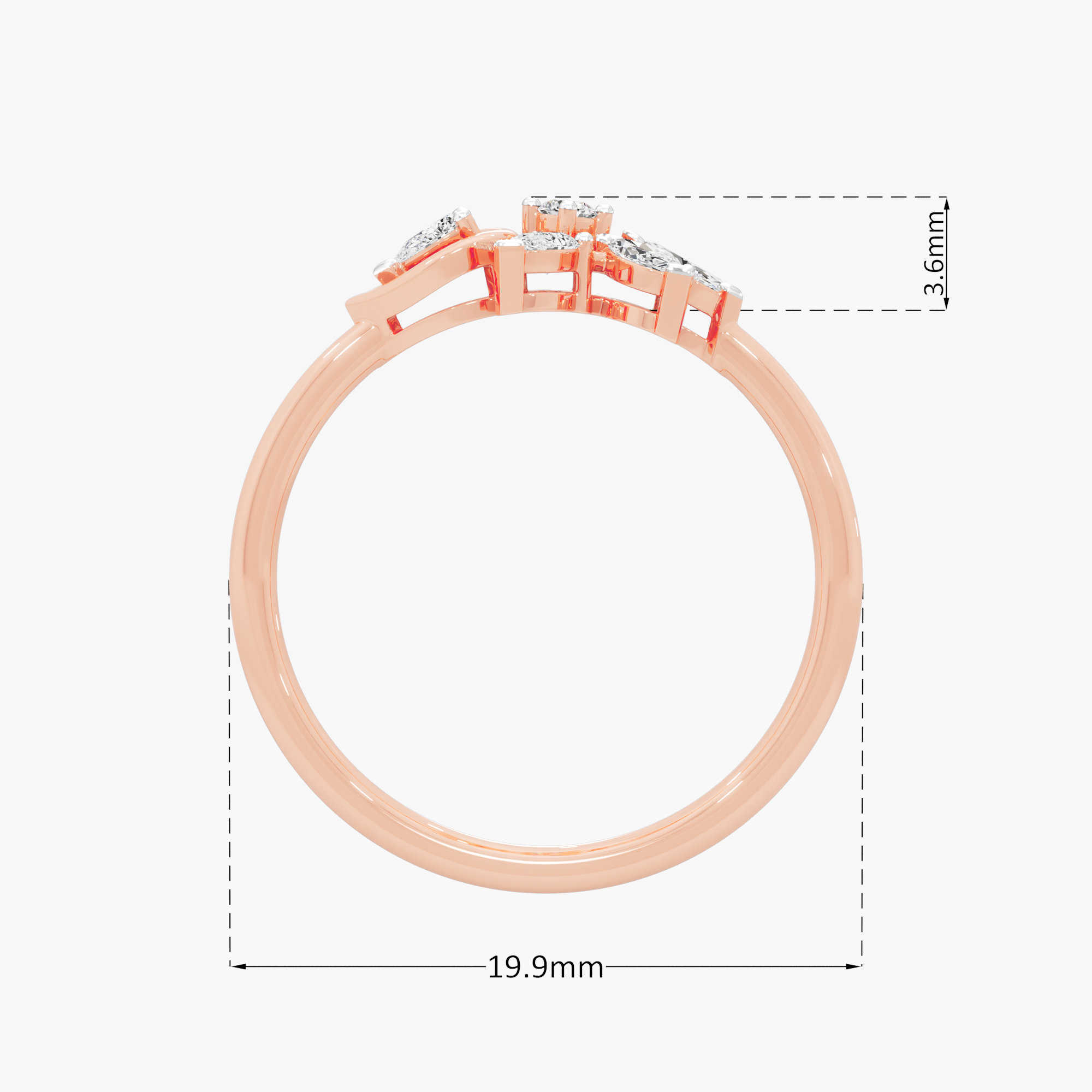 Sixfold Blossom Diamond Ring in 9KT Rose Gold (Diamond Quality: FG-VVS VS)