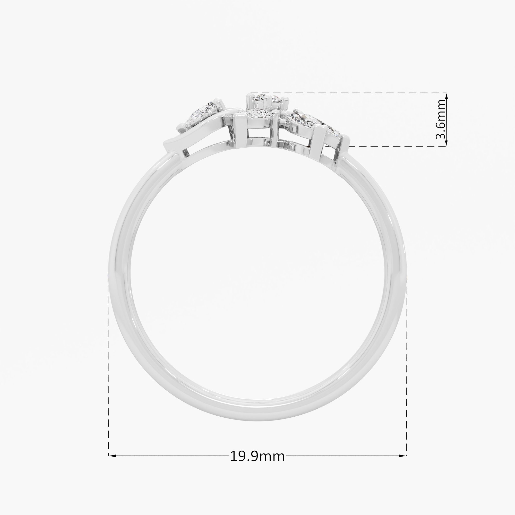 Sixfold Blossom Diamond Ring in 9KT White Gold (Diamond Quality: FG-VVS VS)