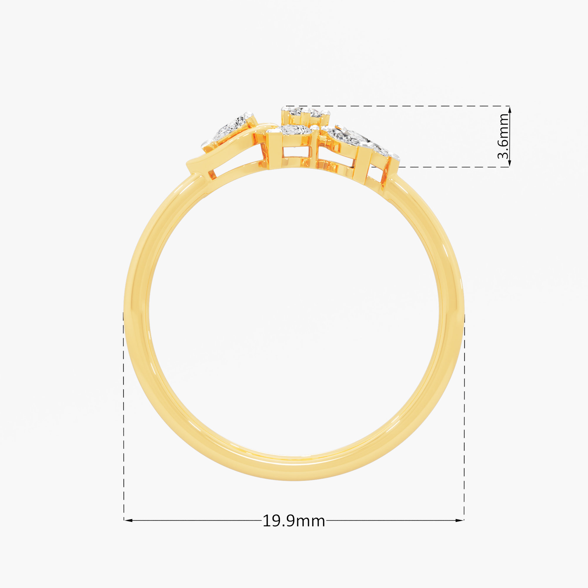 Sixfold Blossom Diamond Ring in 9KT Yellow Gold (Diamond Quality: FG-VVS VS)
