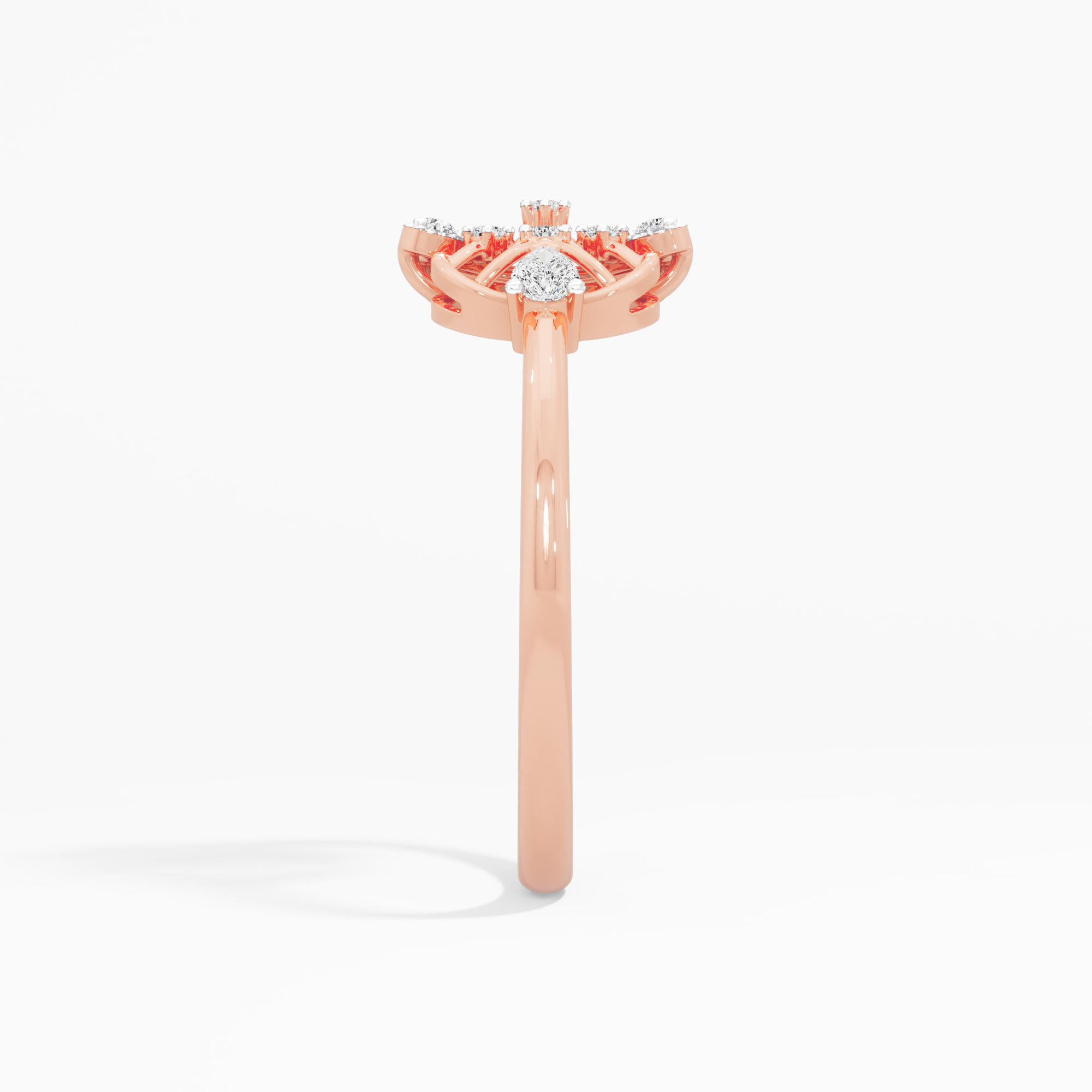 Snowflake Wheel Diaomnd Ring in 9KT Rose Gold (Diamond Quality: FG-VVS VS)