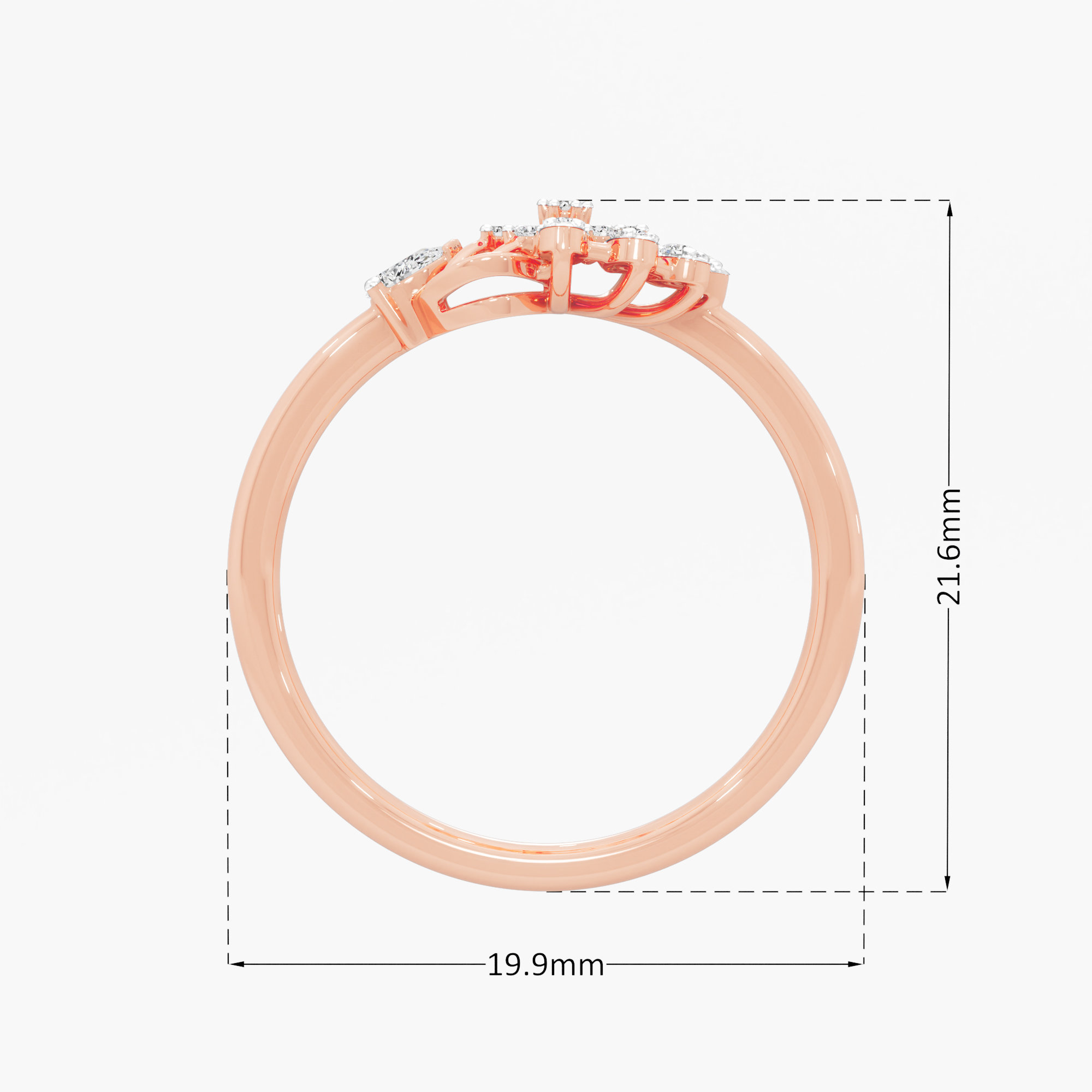 Snowflake Wheel Diaomnd Ring in 9KT Rose Gold (Diamond Quality: FG-VVS VS)