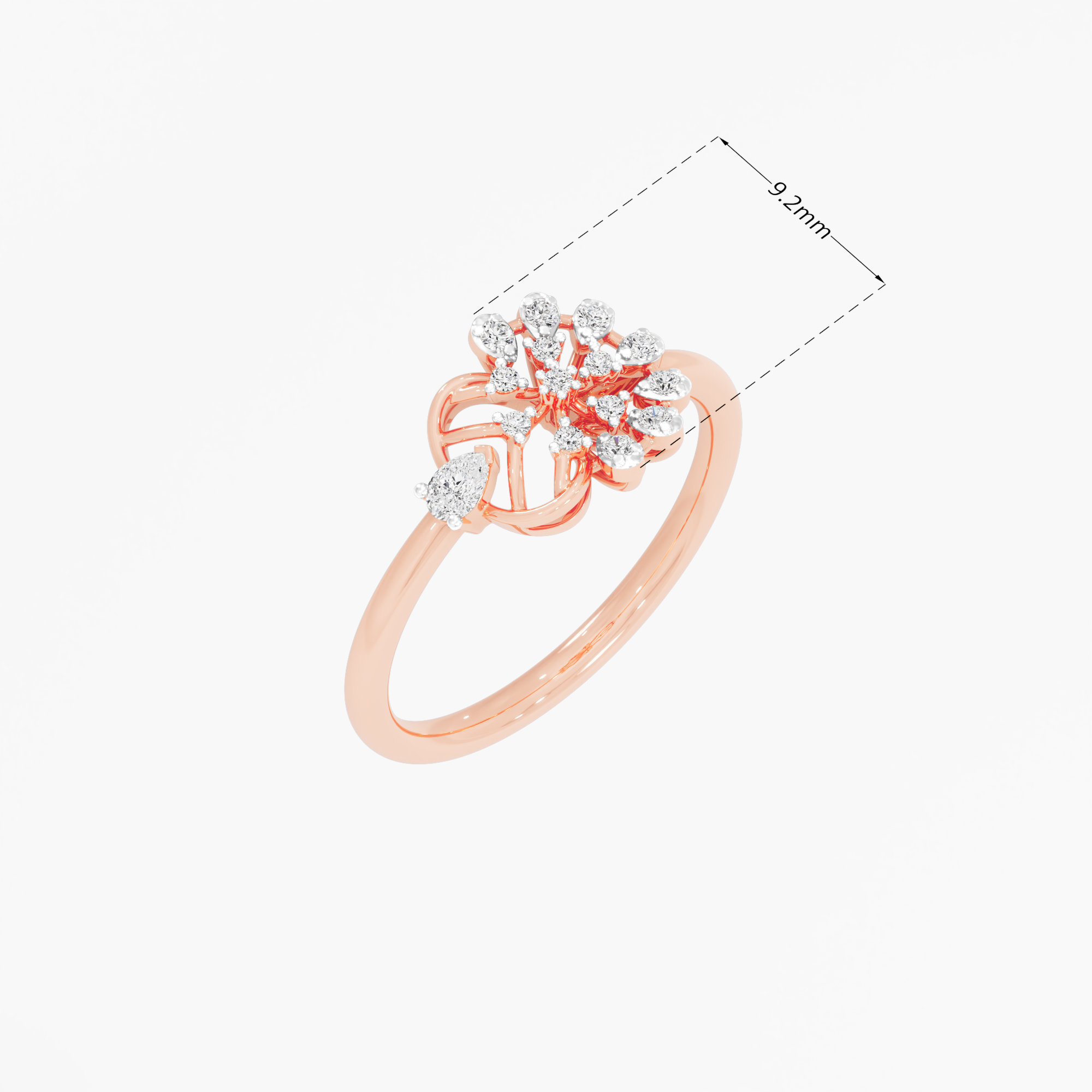 Snowflake Wheel Diaomnd Ring in 9KT Rose Gold (Diamond Quality: FG-VVS VS)