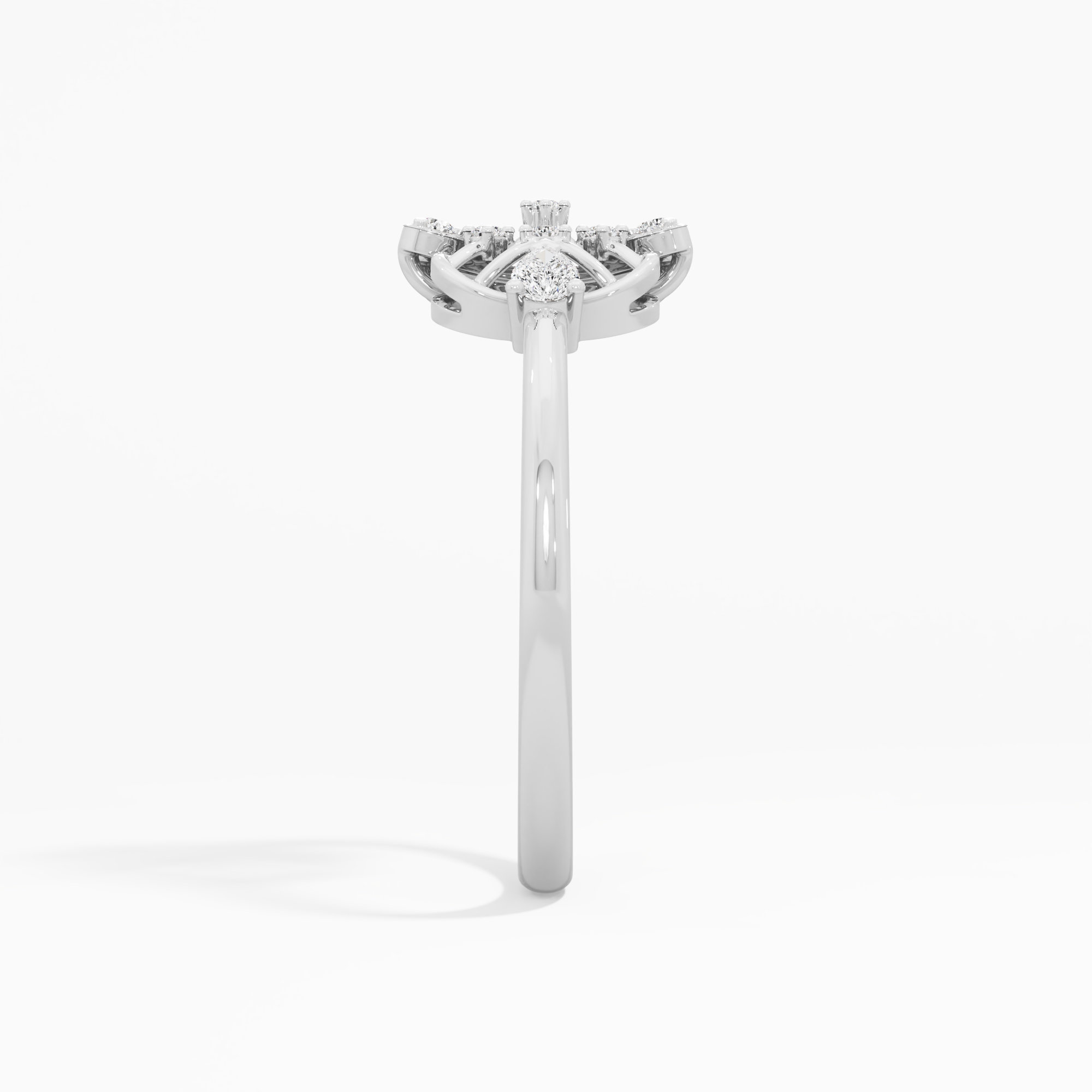 Snowflake Wheel Diaomnd Ring in 9KT White Gold (Diamond Quality: FG-VVS VS)