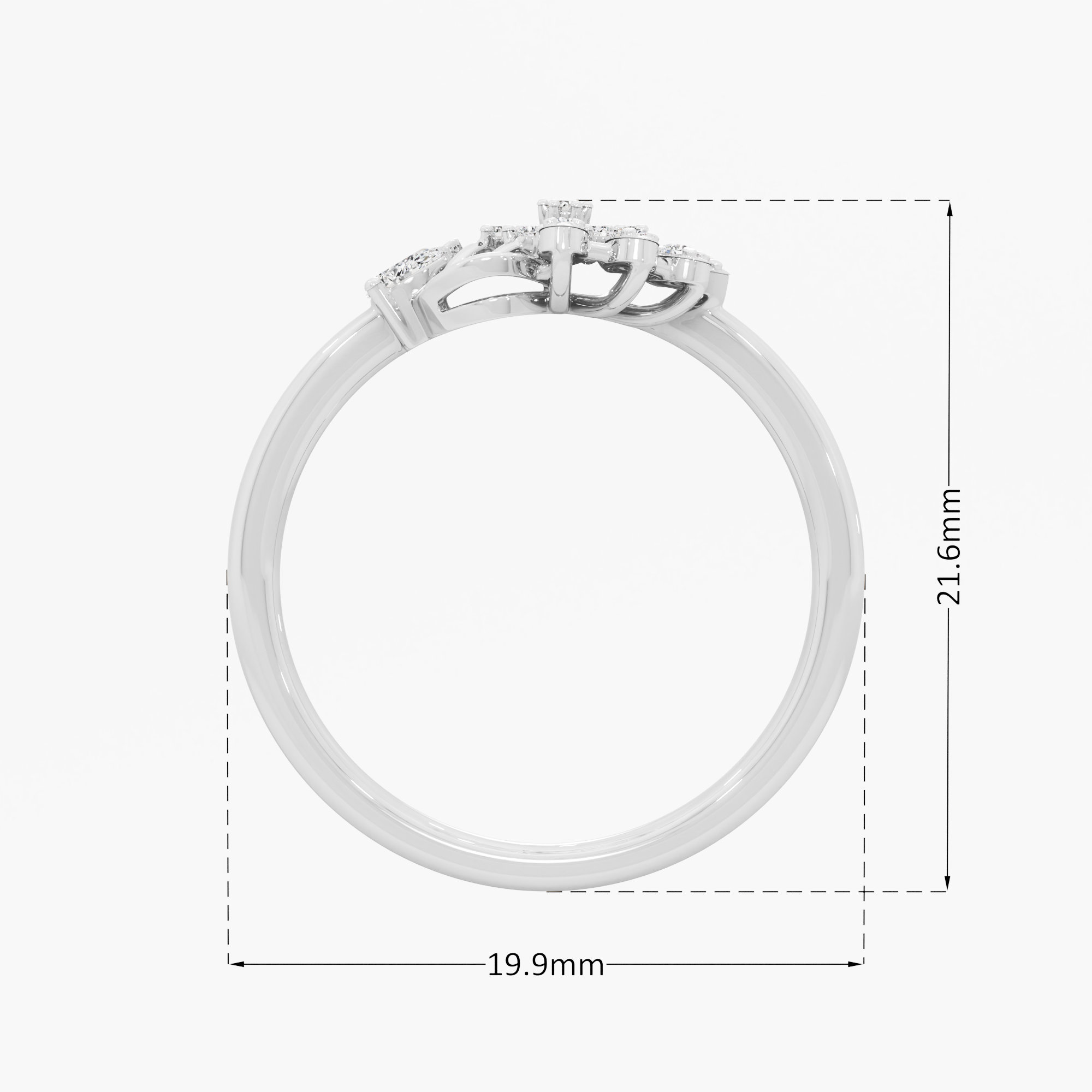 Snowflake Wheel Diaomnd Ring in 9KT White Gold (Diamond Quality: FG-VVS VS)