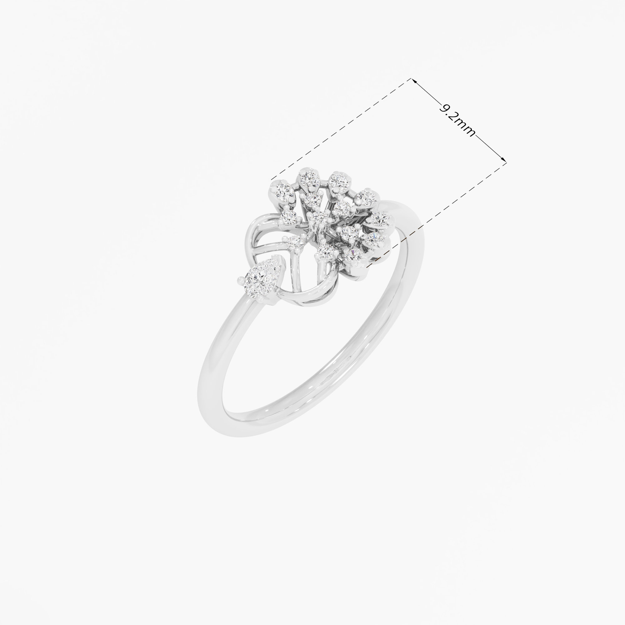 Snowflake Wheel Diaomnd Ring in 9KT White Gold (Diamond Quality: FG-VVS VS)
