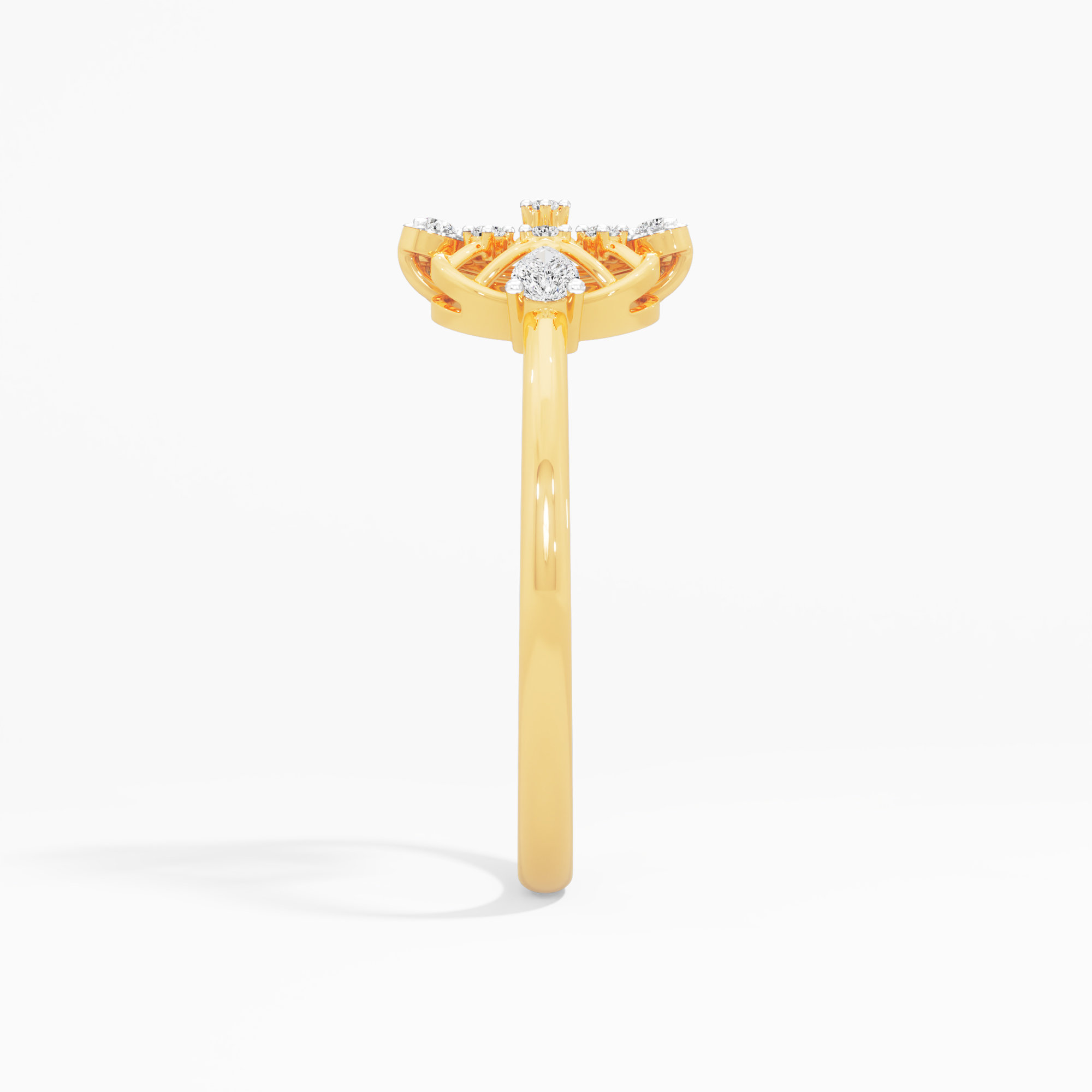 Snowflake Wheel Diaomnd Ring in 9KT Yellow Gold (Diamond Quality: FG-VVS VS)