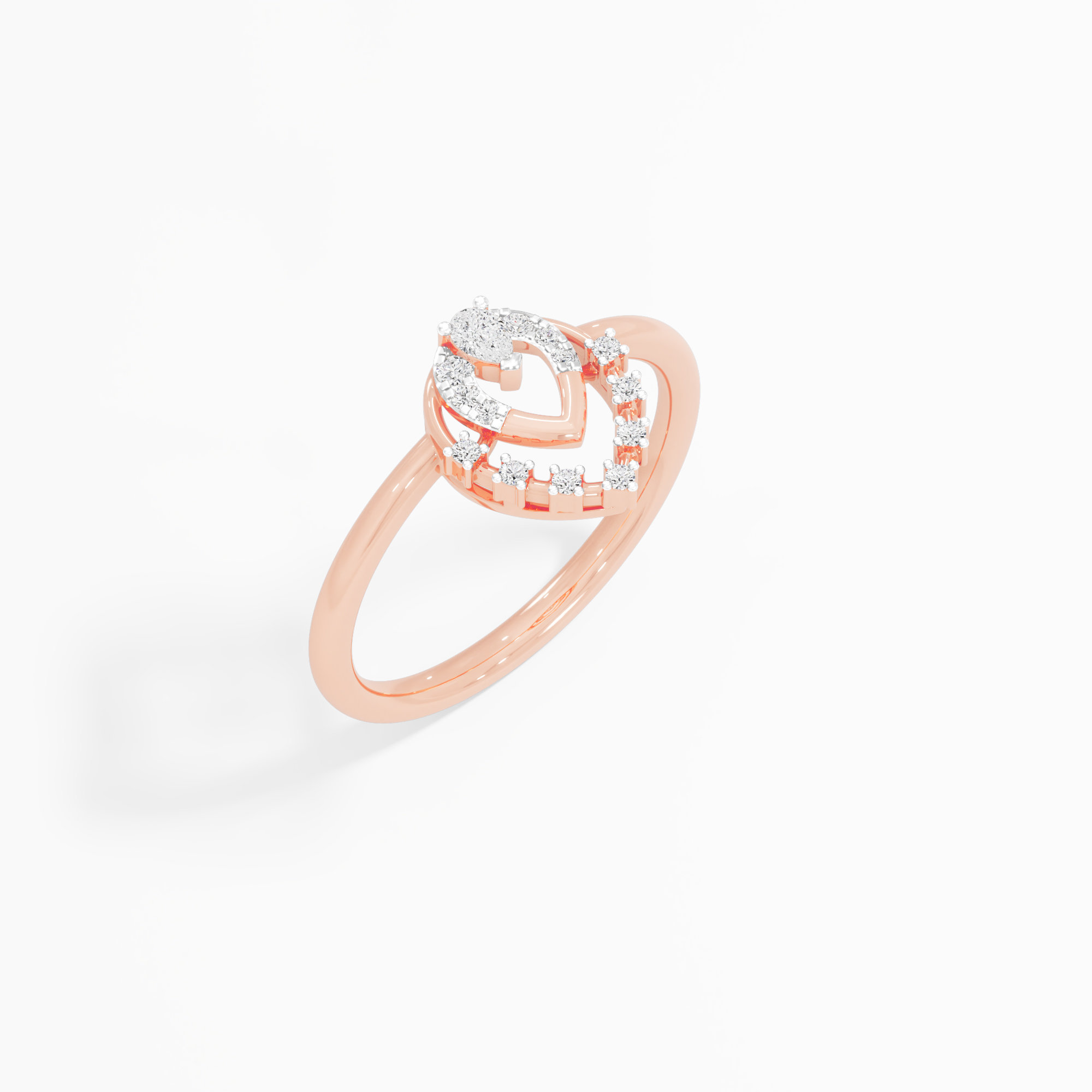 Nested Teardrop Diamond Ring in 9KT Rose Gold (Diamond Quality: FG-VVS VS)