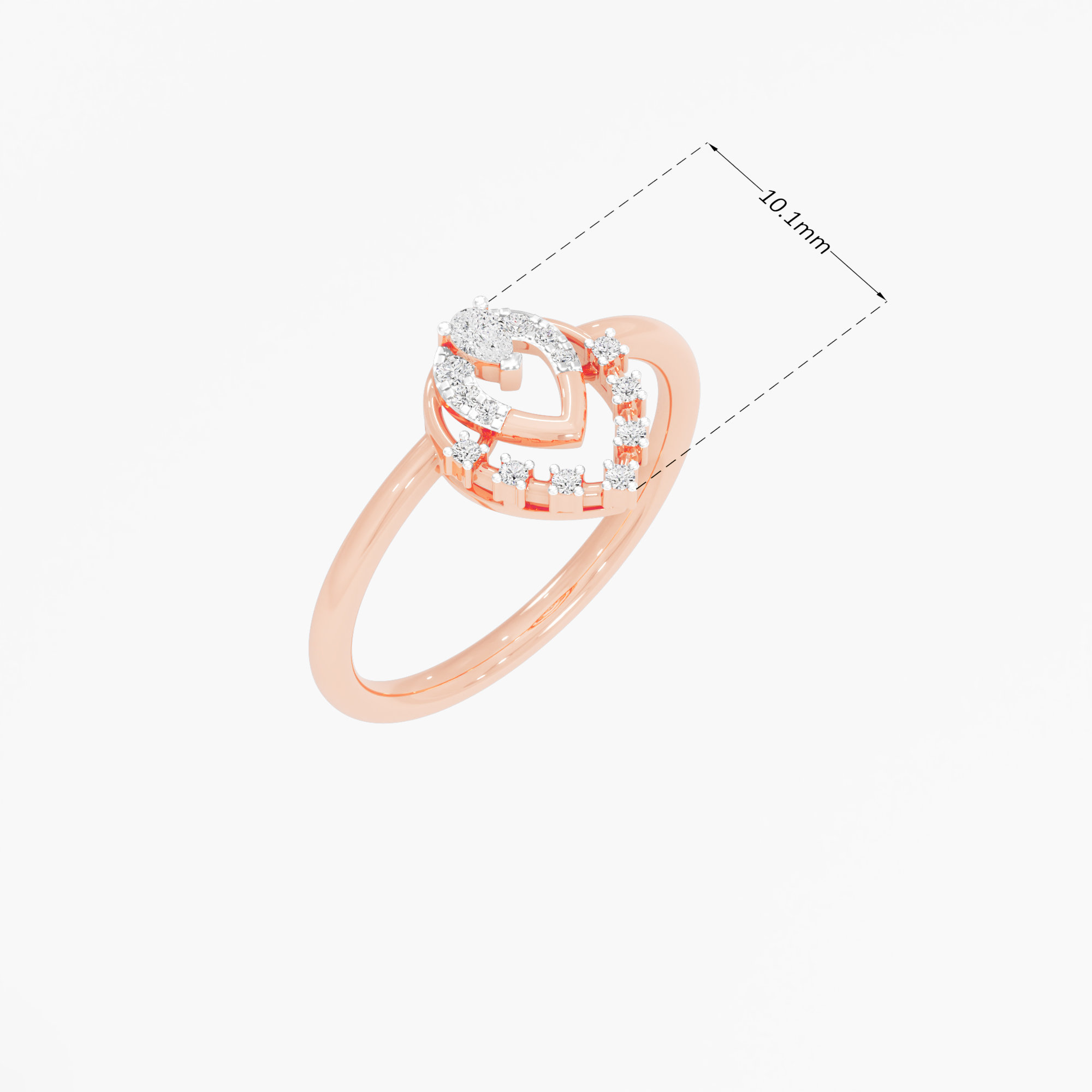 Nested Teardrop Diamond Ring in 9KT Rose Gold (Diamond Quality: FG-VVS VS)
