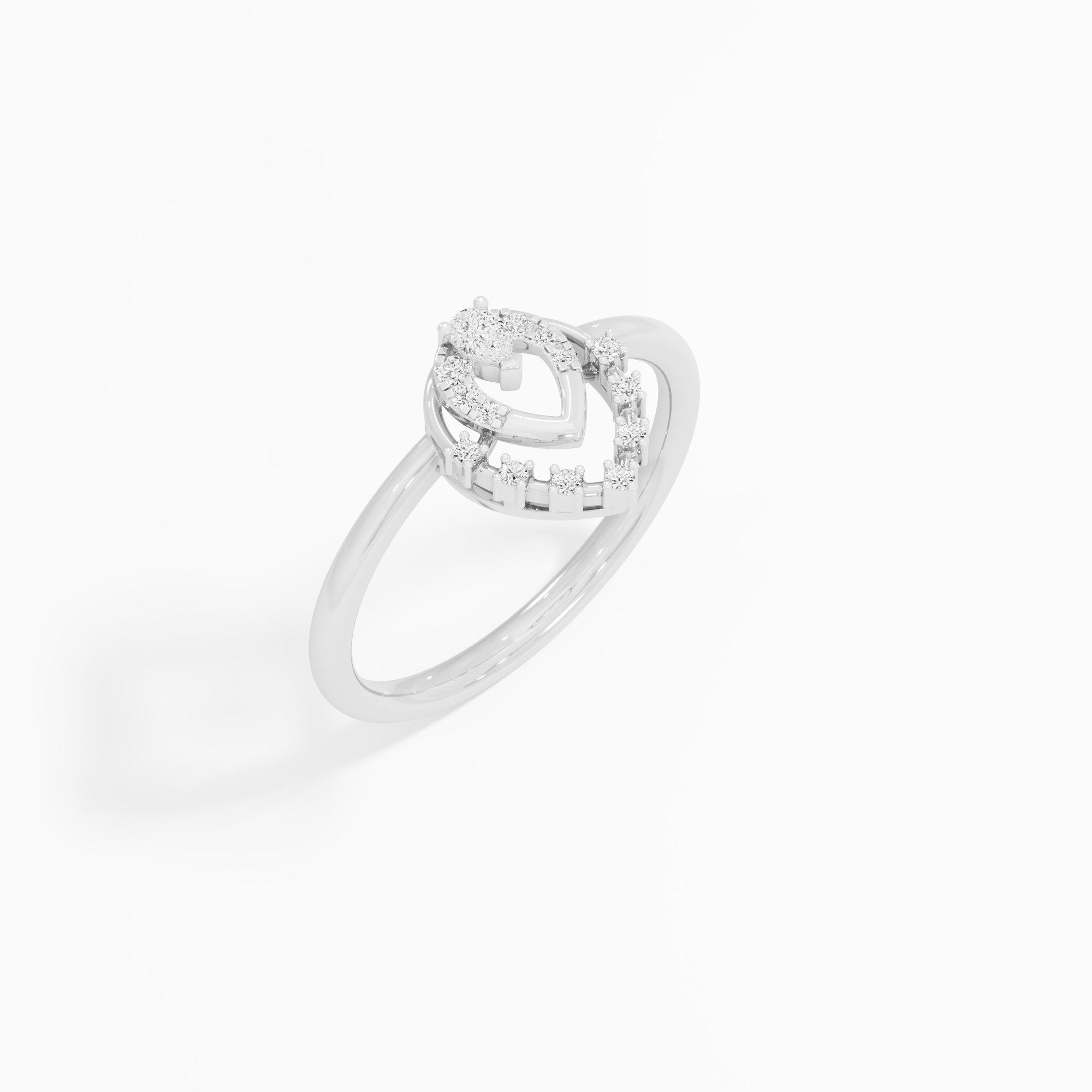 Nested Teardrop Diamond Ring in 9KT White Gold (Diamond Quality: FG-VVS VS)