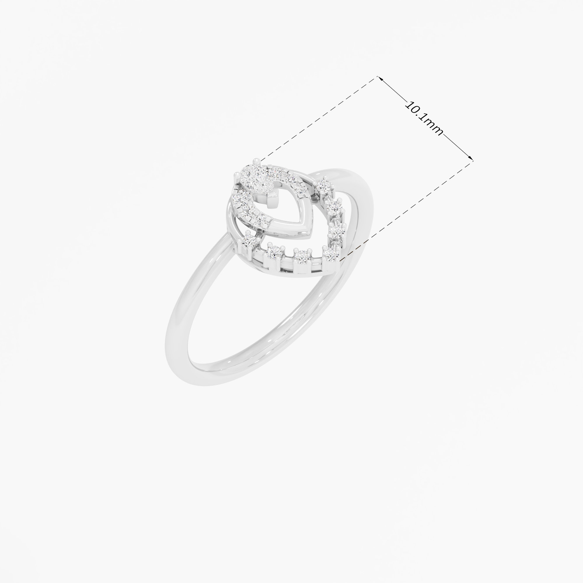 Nested Teardrop Diamond Ring in 9KT White Gold (Diamond Quality: FG-VVS VS)