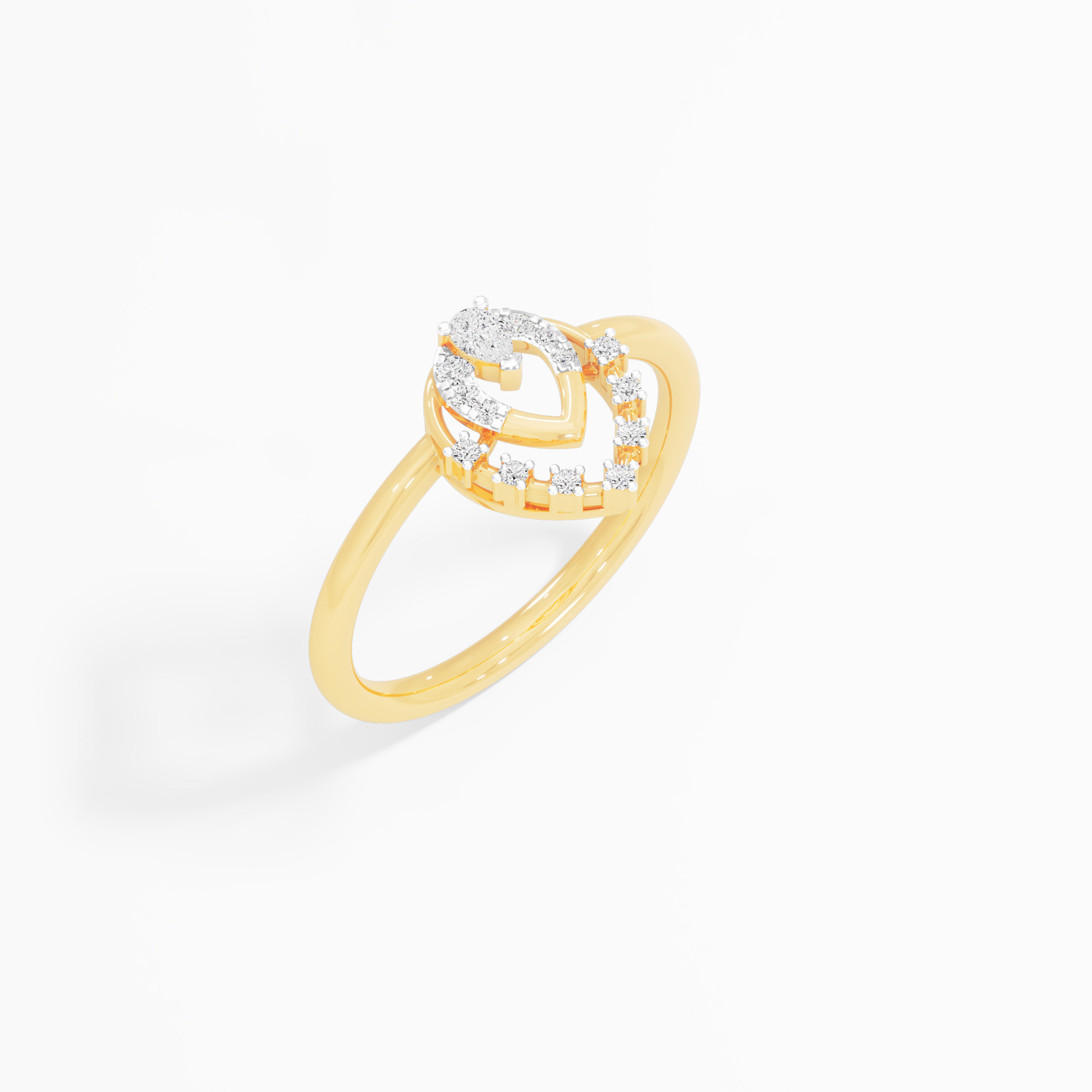 Nested Teardrop Diamond Ring in 9KT Yellow Gold (Diamond Quality: FG-VVS VS)