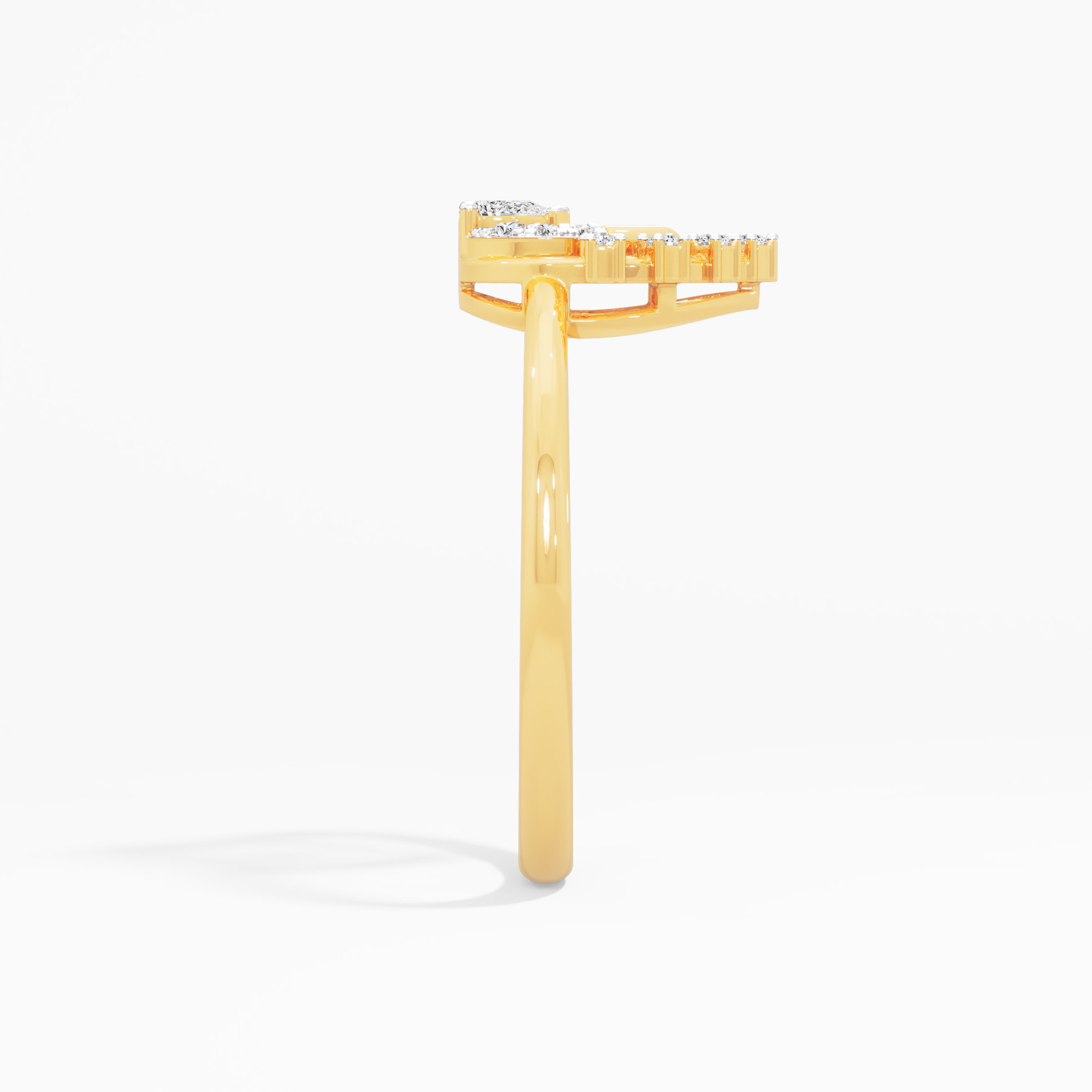 Nested Teardrop Diamond Ring in 9KT Yellow Gold (Diamond Quality: FG-VVS VS)