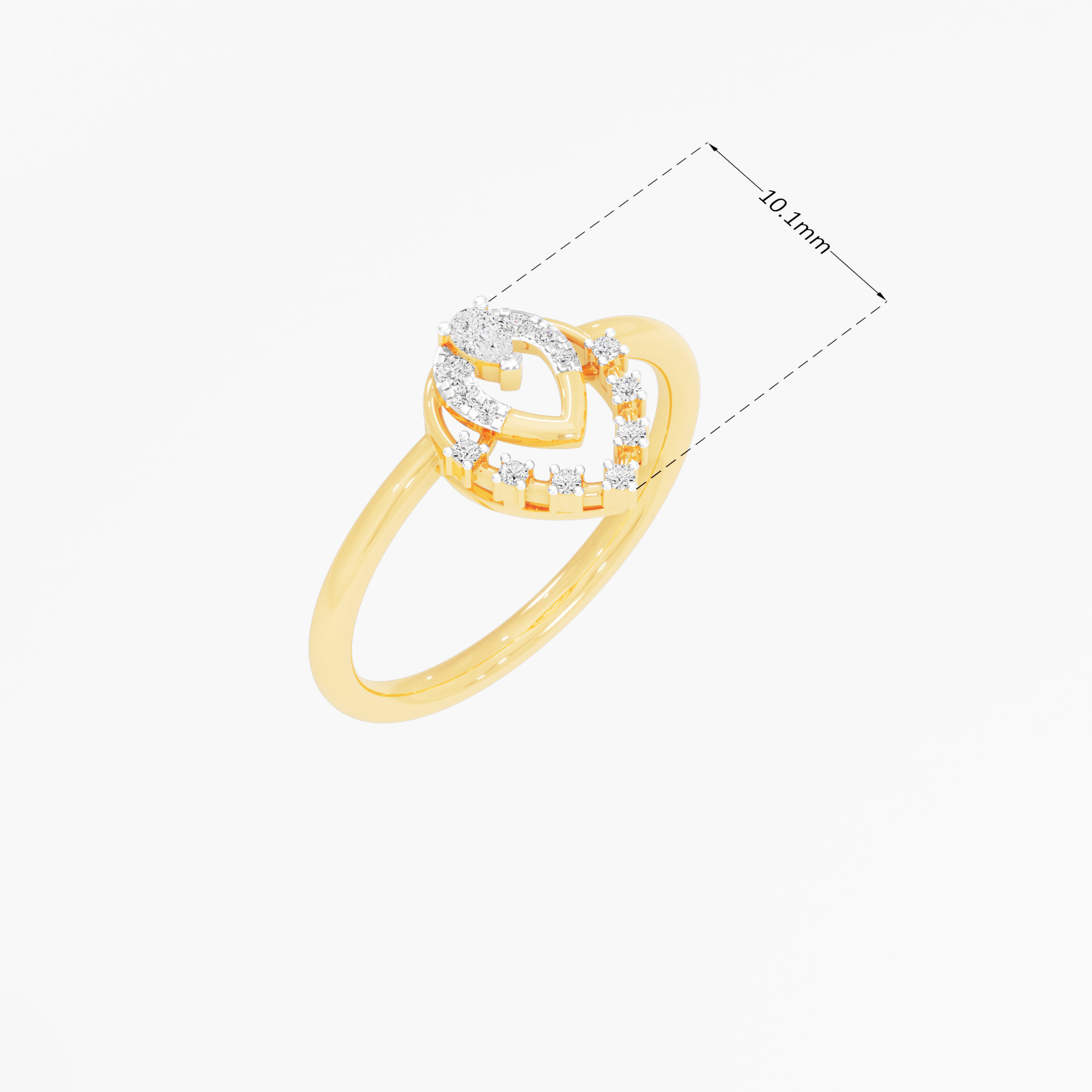Nested Teardrop Diamond Ring in 9KT Yellow Gold (Diamond Quality: FG-VVS VS)