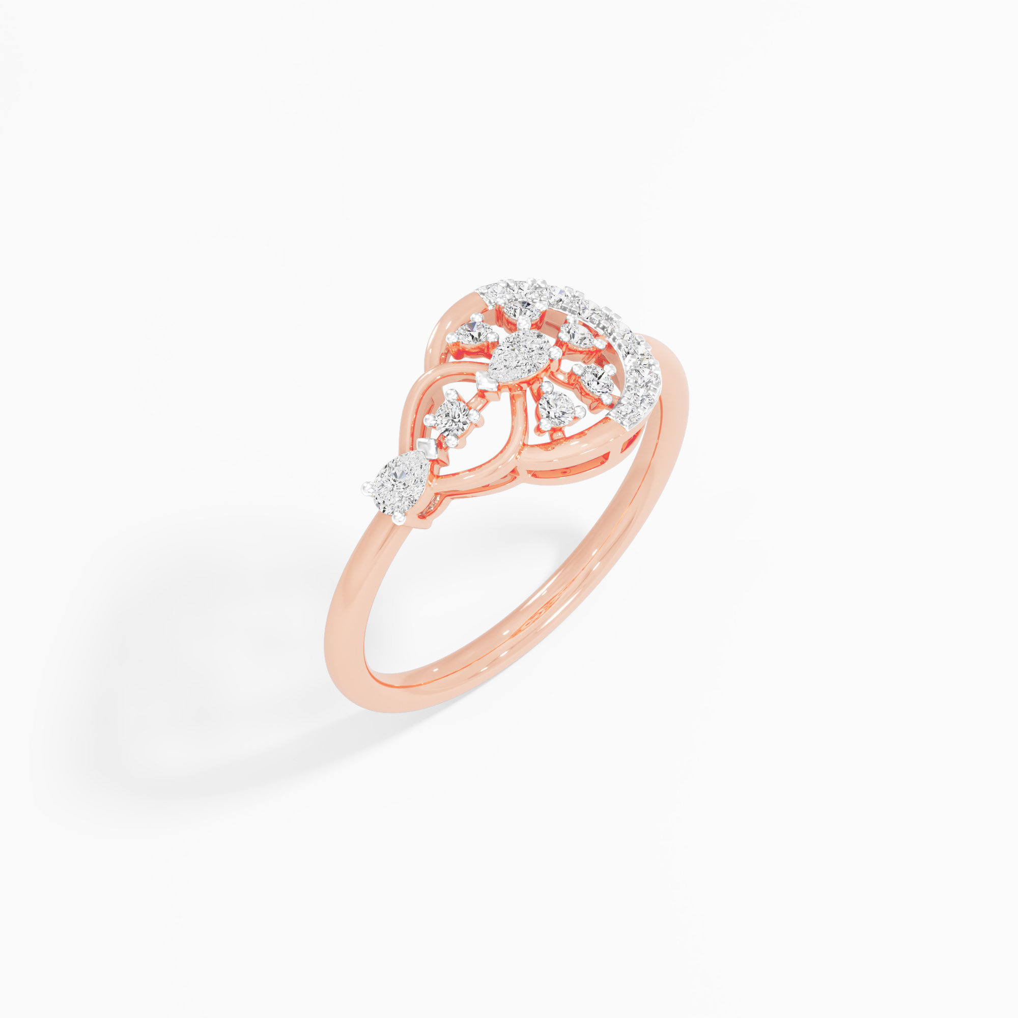 Linked Starburst Diamond Ring in 9KT Rose Gold (Diamond Quality: FG-VVS VS)