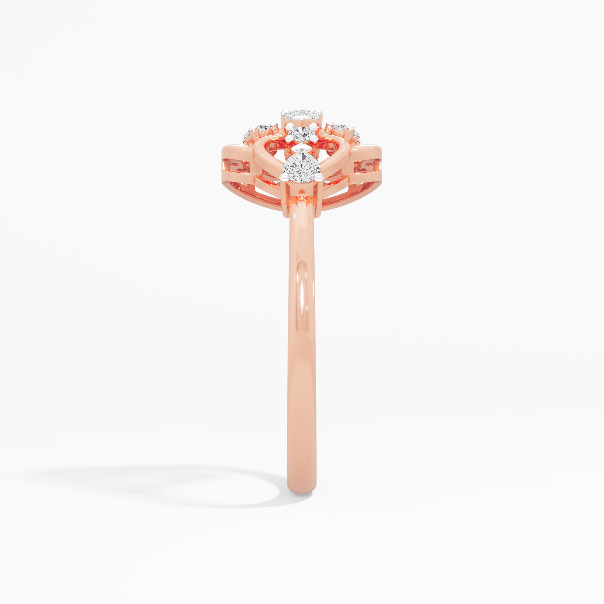 Linked Starburst Diamond Ring in 9KT Rose Gold (Diamond Quality: FG-VVS VS)