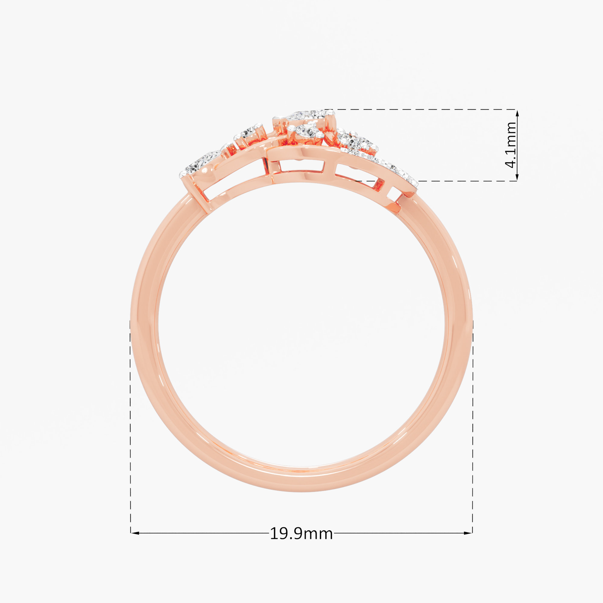 Linked Starburst Diamond Ring in 9KT Rose Gold (Diamond Quality: FG-VVS VS)