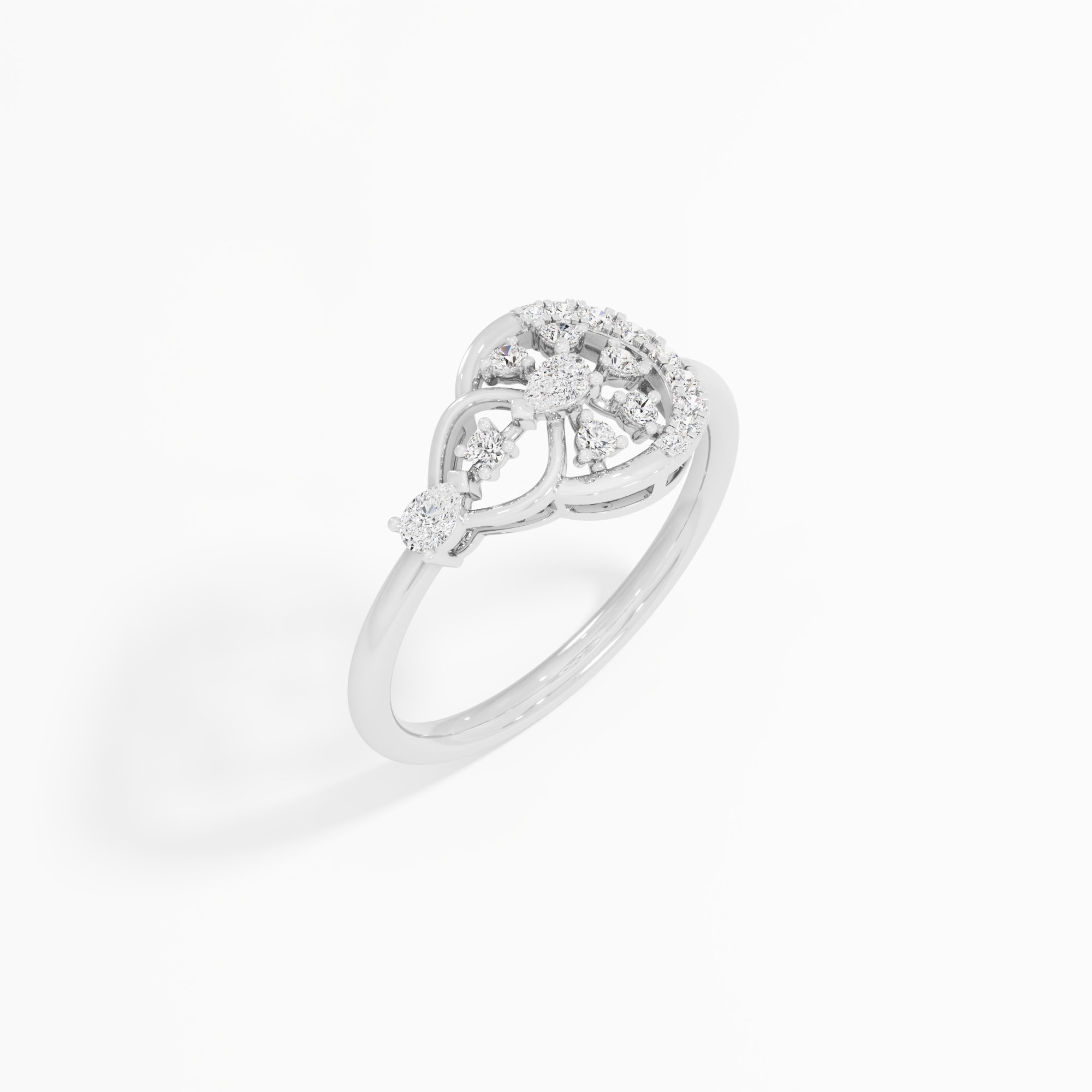 Linked Starburst Diamond Ring in 9KT White Gold (Diamond Quality: FG-VVS VS)