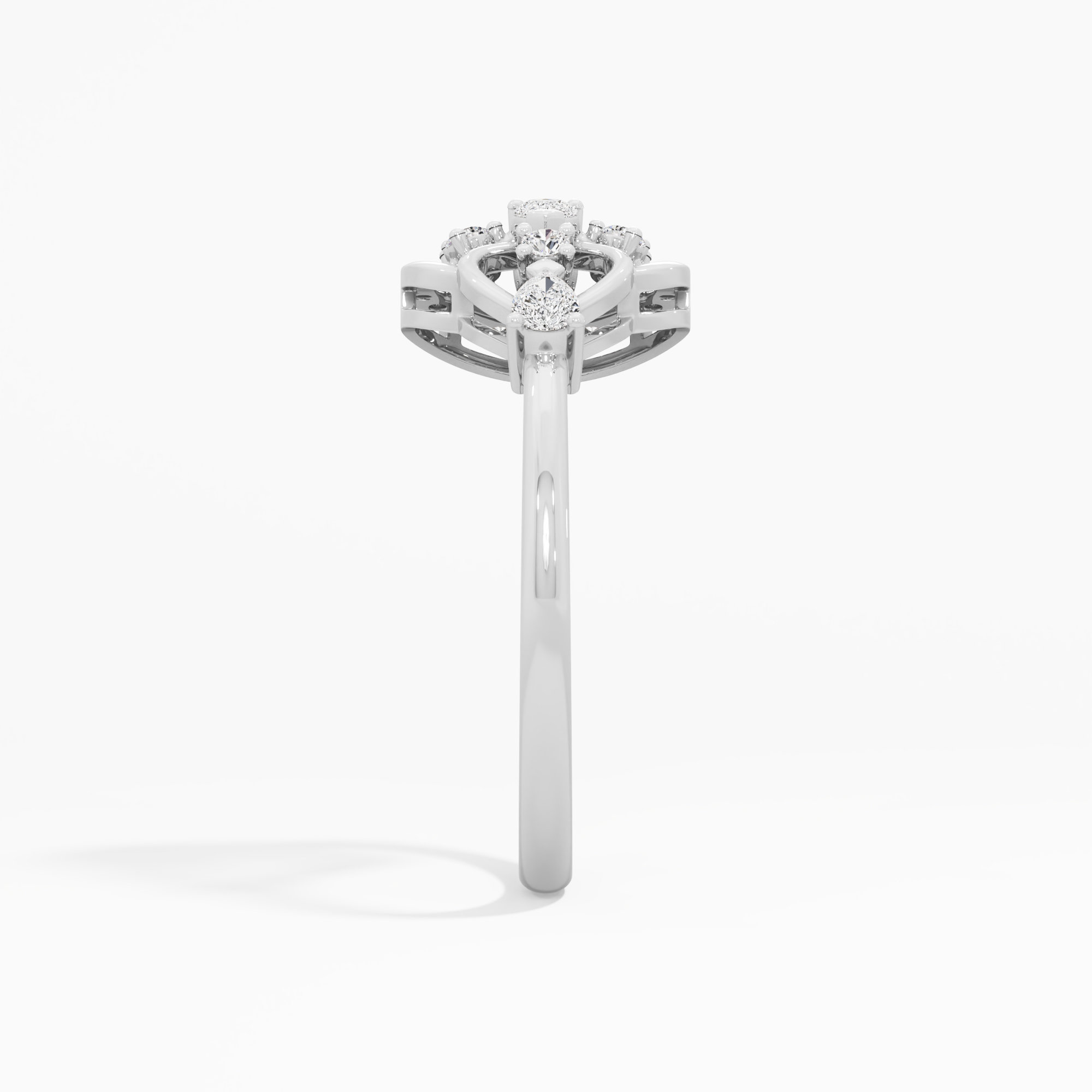 Linked Starburst Diamond Ring in 9KT White Gold (Diamond Quality: FG-VVS VS)