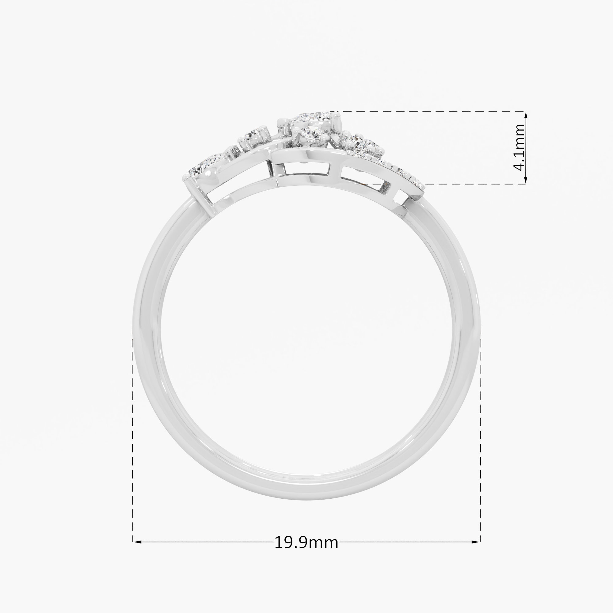 Linked Starburst Diamond Ring in 9KT White Gold (Diamond Quality: FG-VVS VS)
