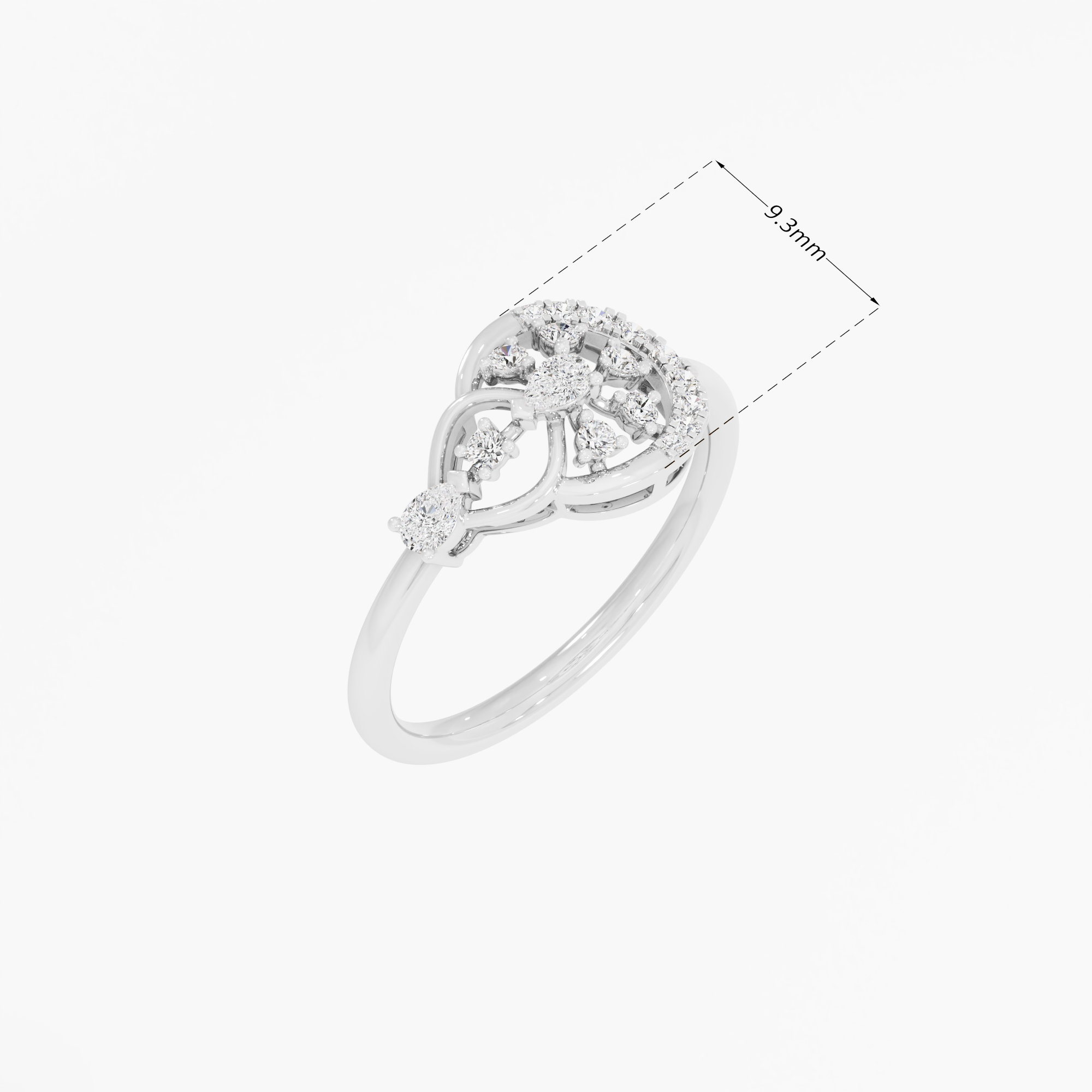 Linked Starburst Diamond Ring in 9KT White Gold (Diamond Quality: FG-VVS VS)