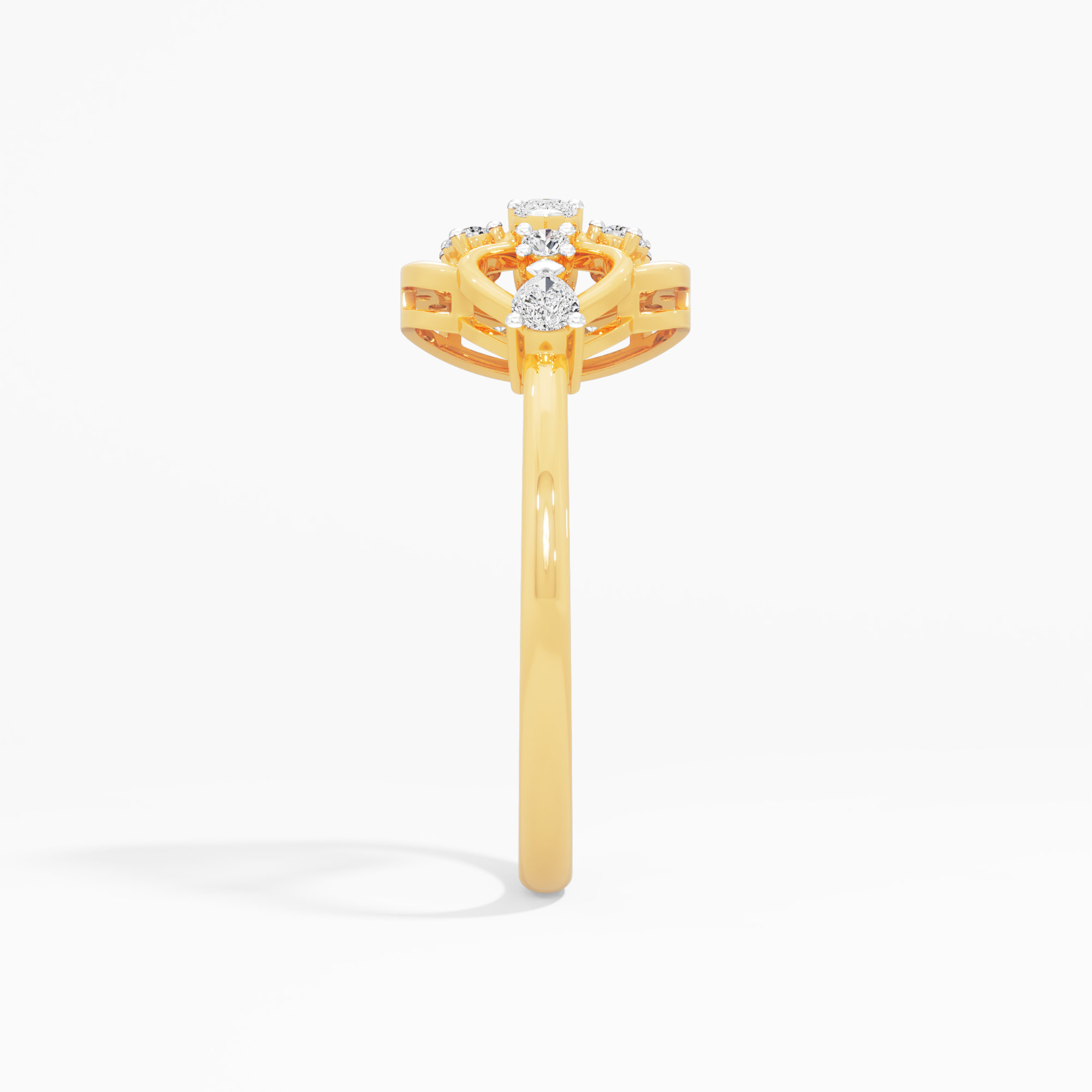 Linked Starburst Diamond Ring in 9KT Yellow Gold (Diamond Quality: FG-VVS VS)
