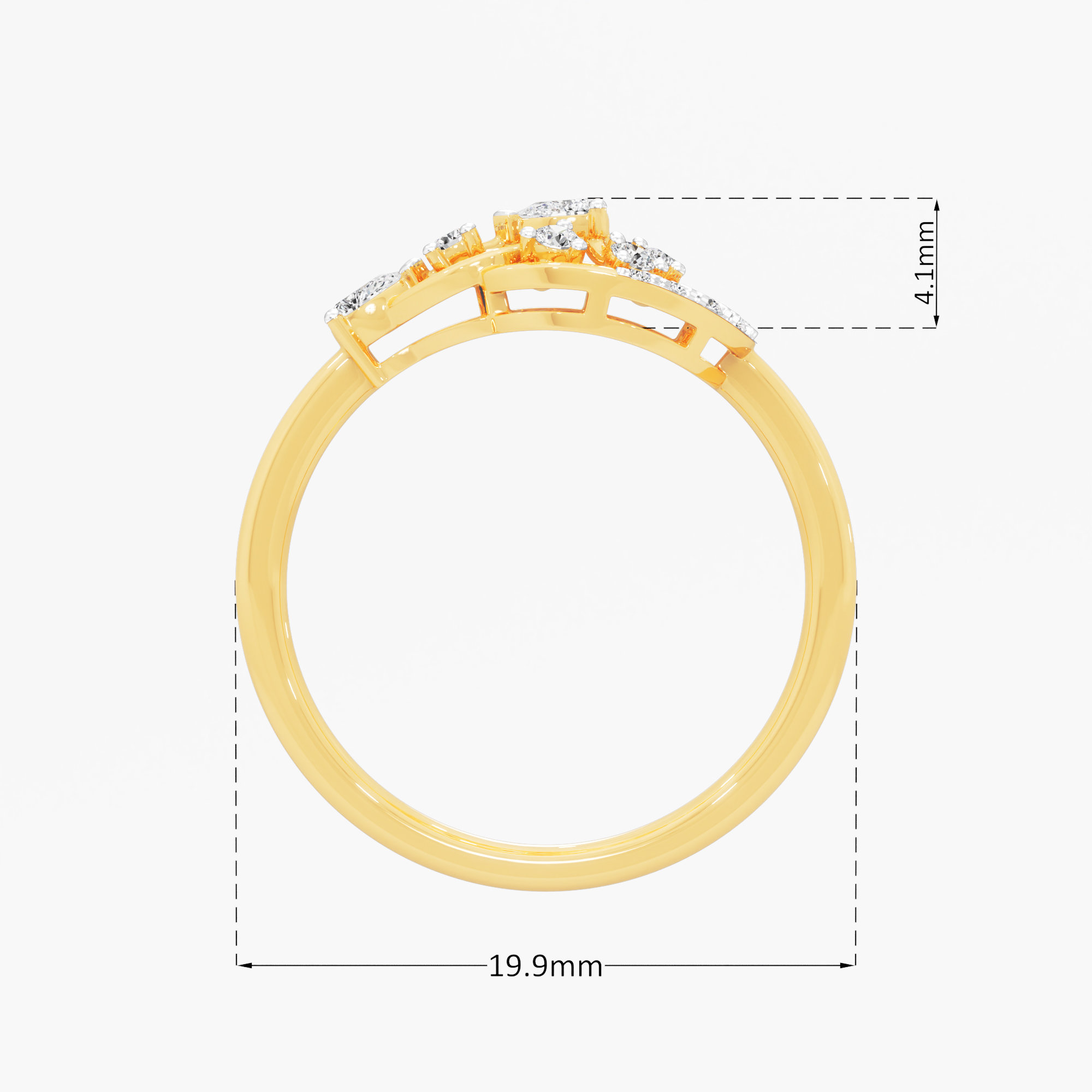 Linked Starburst Diamond Ring in 9KT Yellow Gold (Diamond Quality: FG-VVS VS)