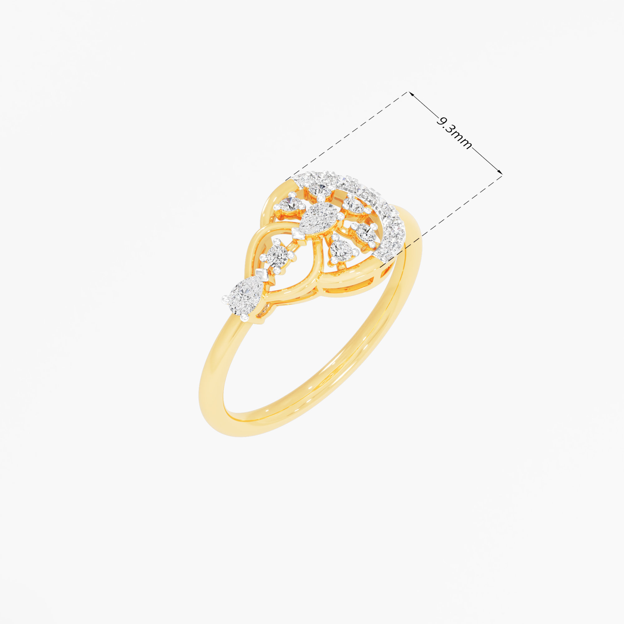 Linked Starburst Diamond Ring in 9KT Yellow Gold (Diamond Quality: FG-VVS VS)