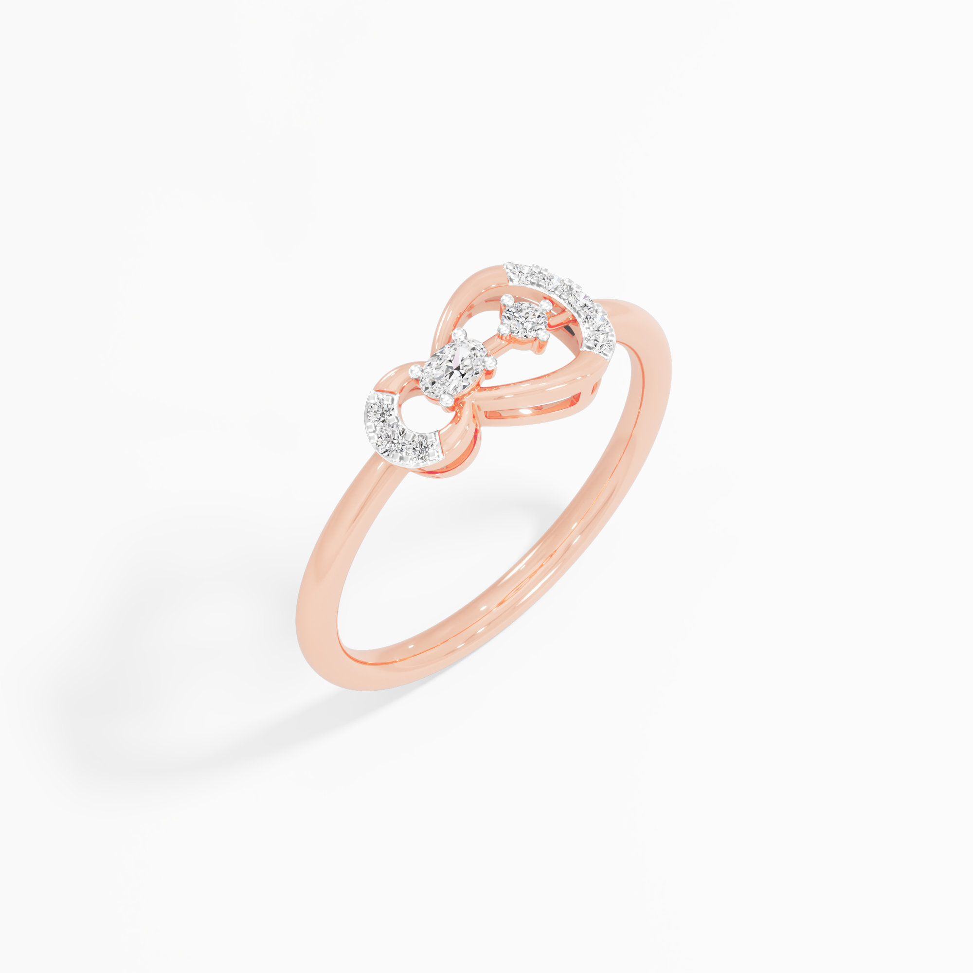 Twin Loop Diamond Ring in 9KT Rose Gold (Diamond Quality: FG-VVS VS)