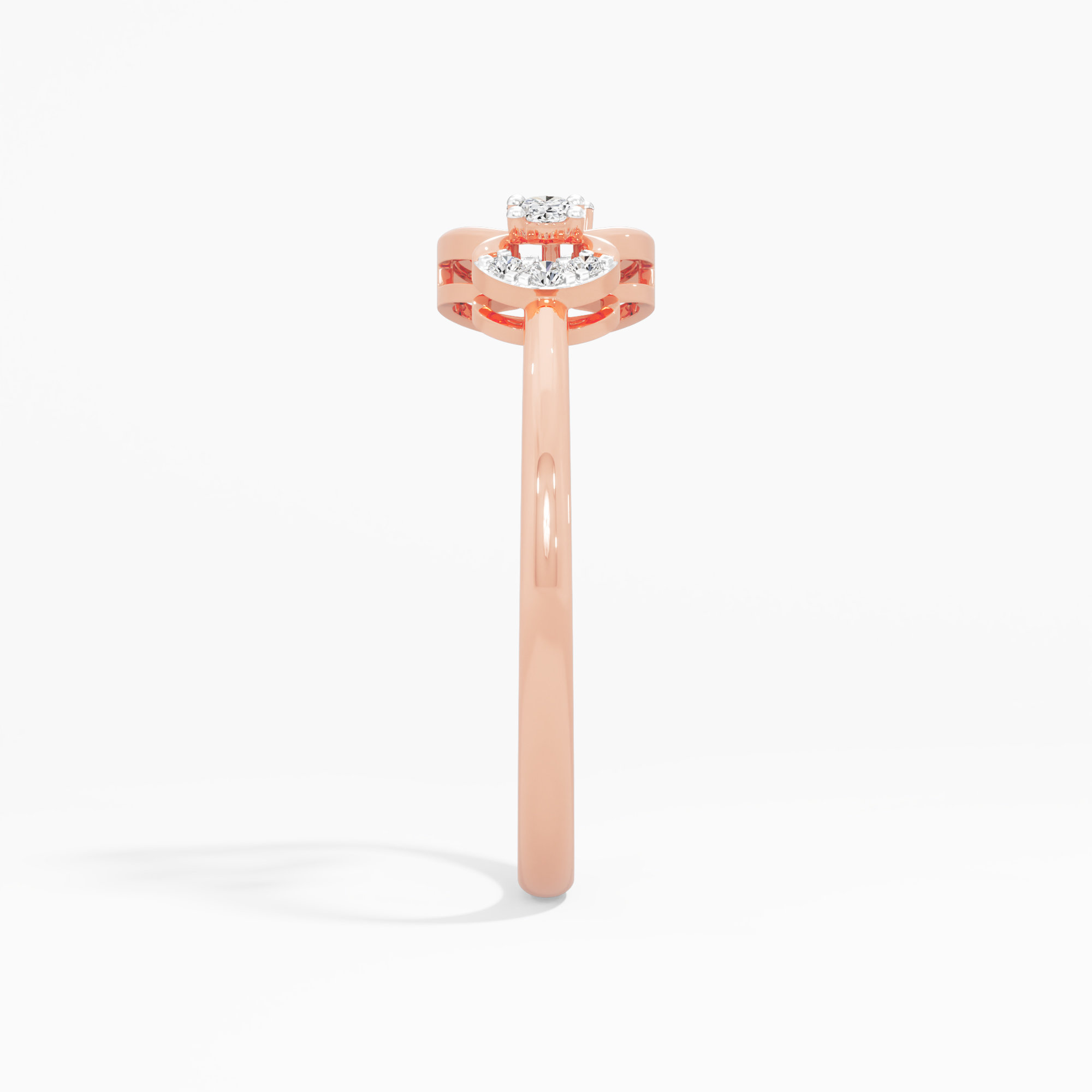 Twin Loop Diamond Ring in 9KT Rose Gold (Diamond Quality: FG-VVS VS)