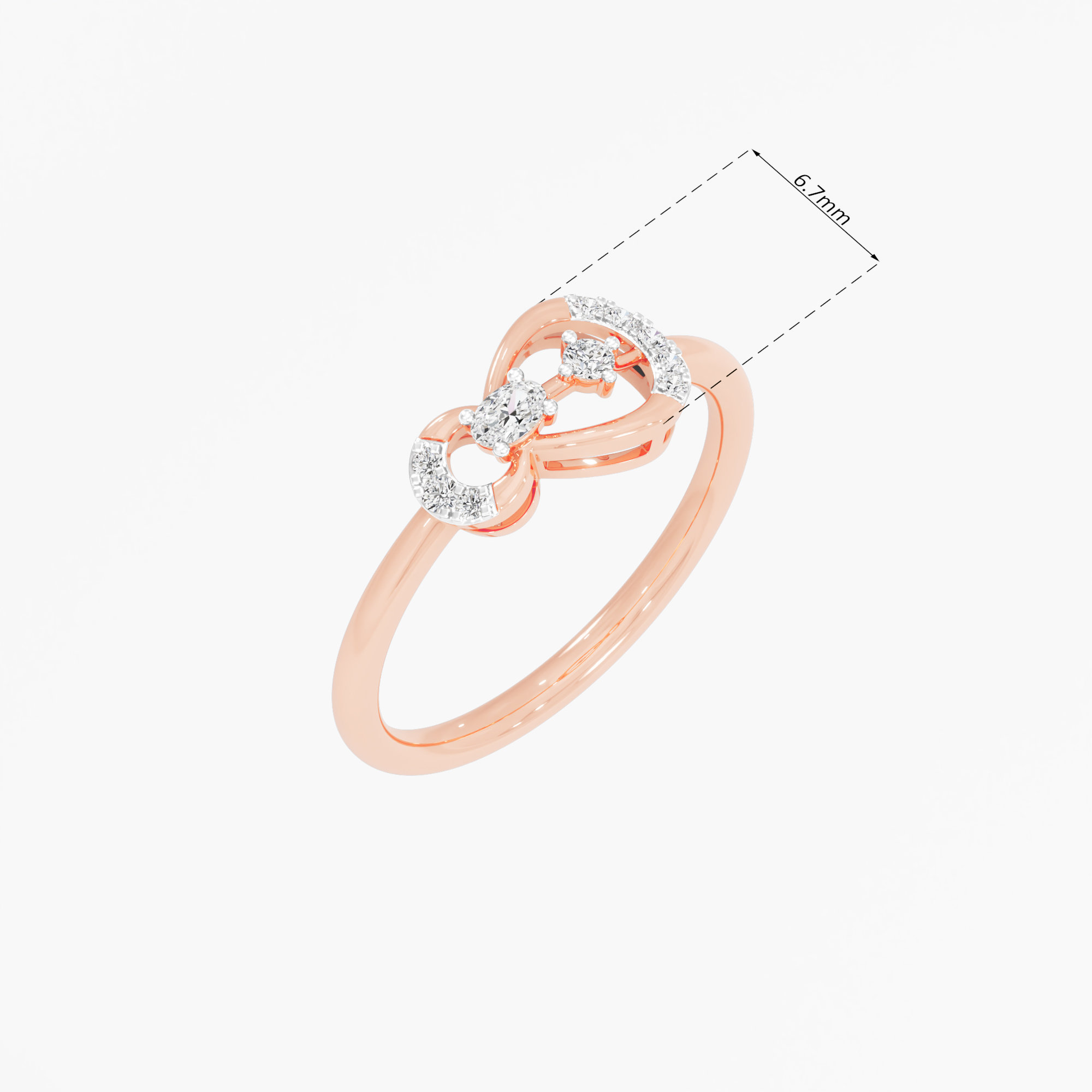 Twin Loop Diamond Ring in 9KT Rose Gold (Diamond Quality: FG-VVS VS)