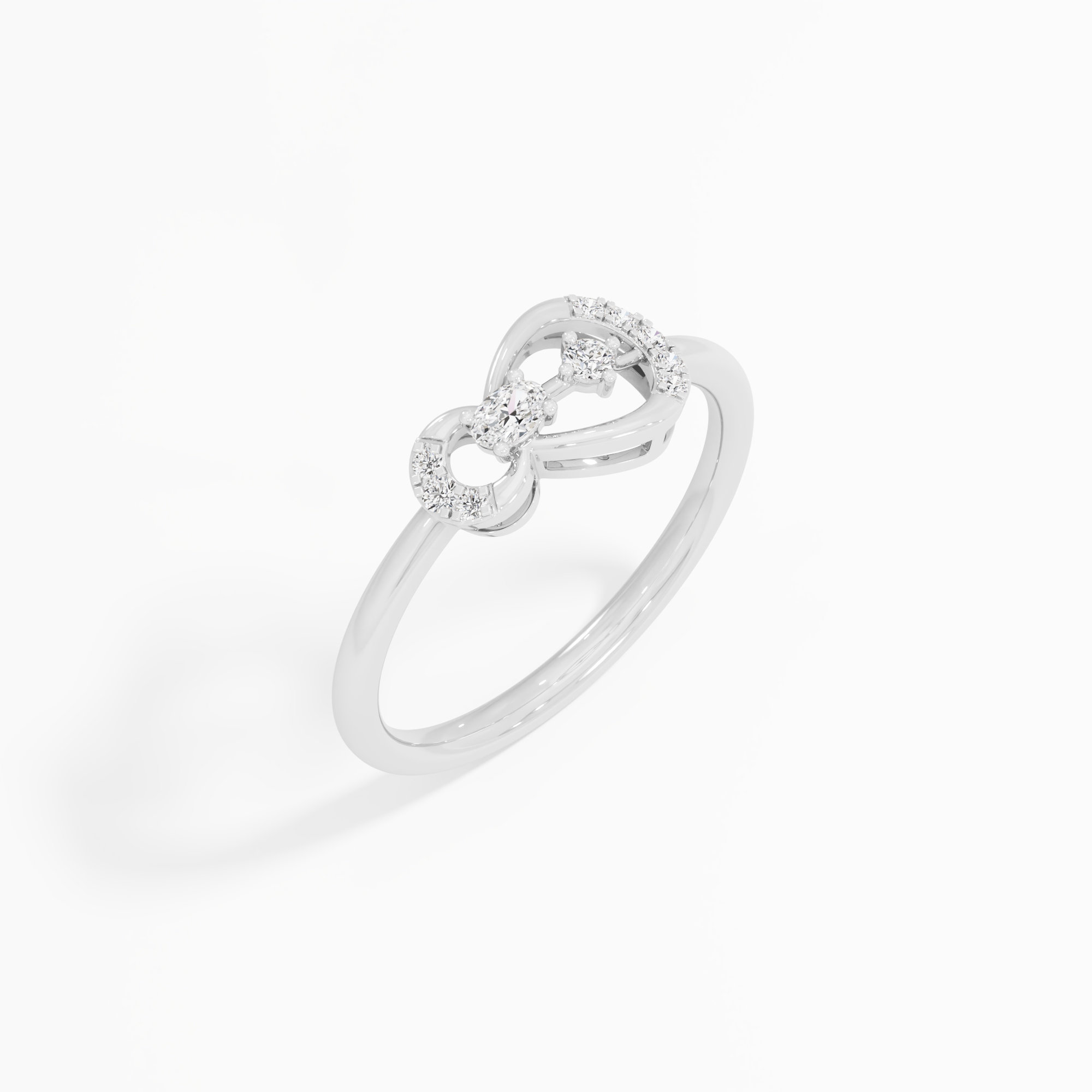 Twin Loop Diamond Ring in 9KT White Gold (Diamond Quality: FG-VVS VS)