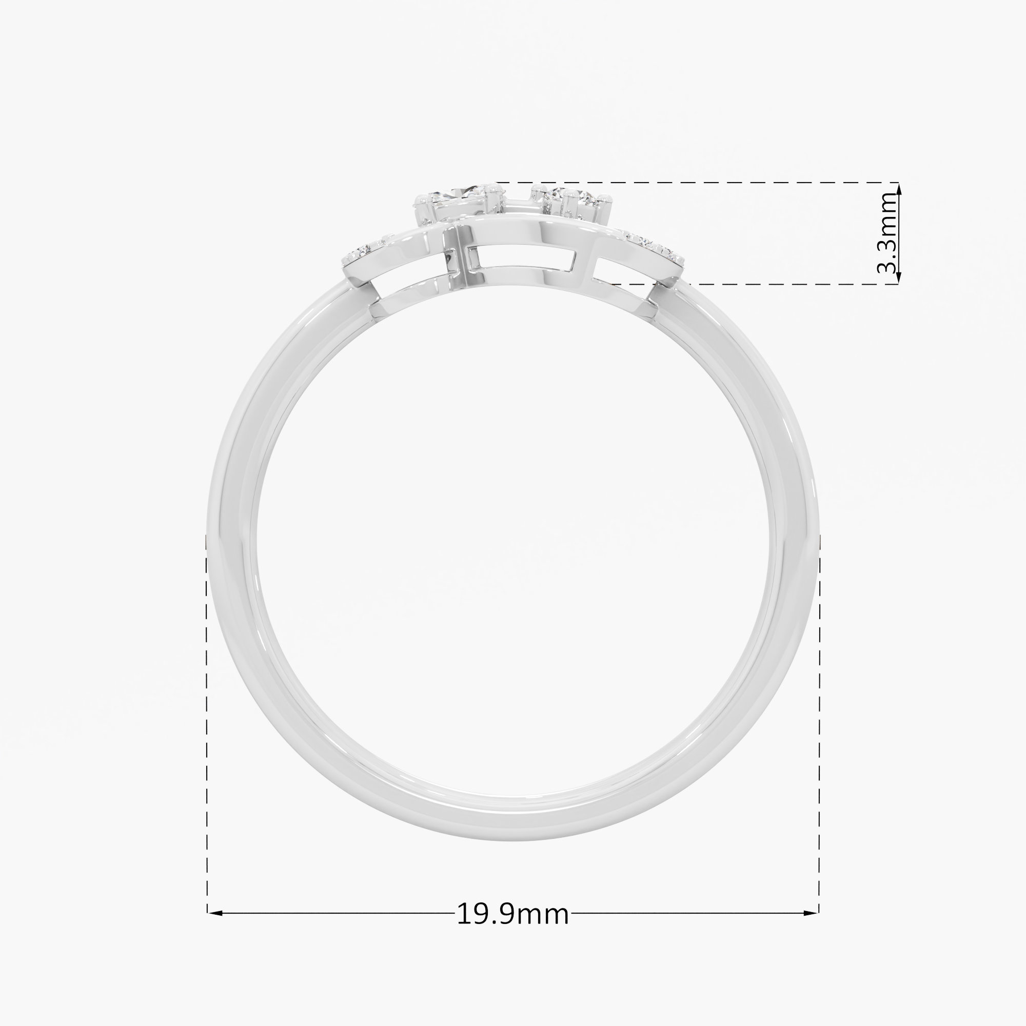 Twin Loop Diamond Ring in 9KT White Gold (Diamond Quality: FG-VVS VS)