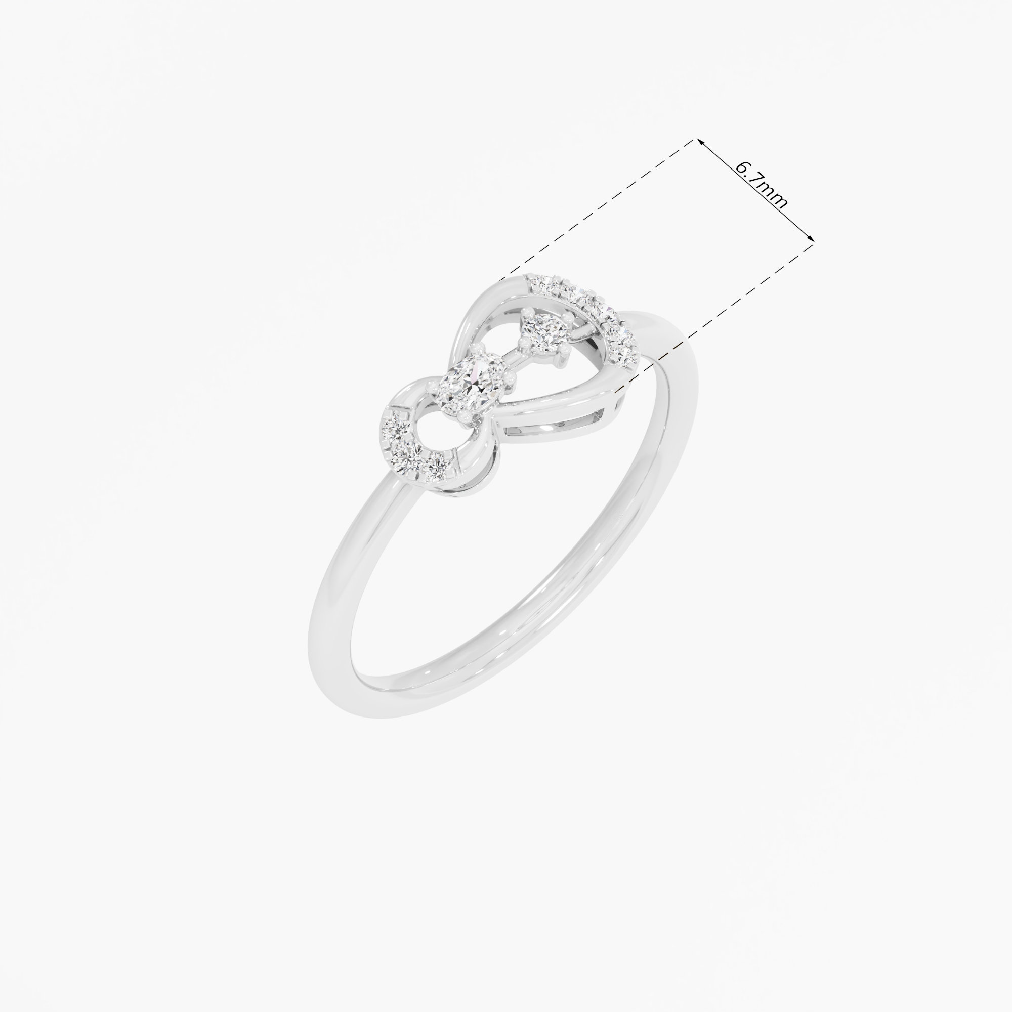 Twin Loop Diamond Ring in 9KT White Gold (Diamond Quality: FG-VVS VS)