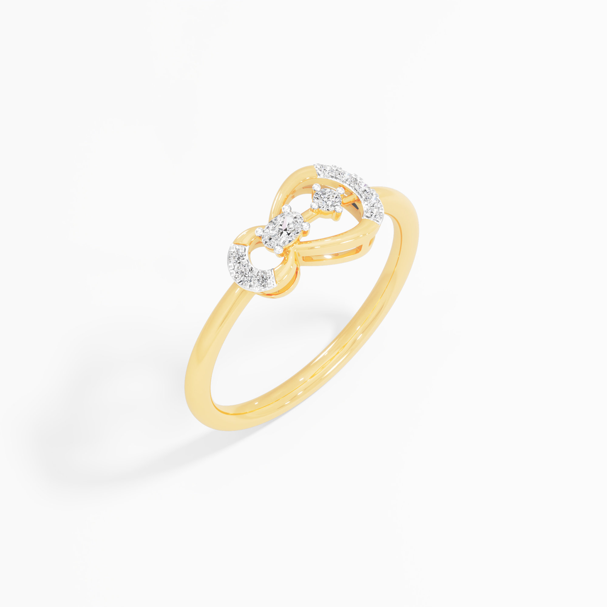 Twin Loop Diamond Ring in 9KT Yellow Gold (Diamond Quality: FG-VVS VS)