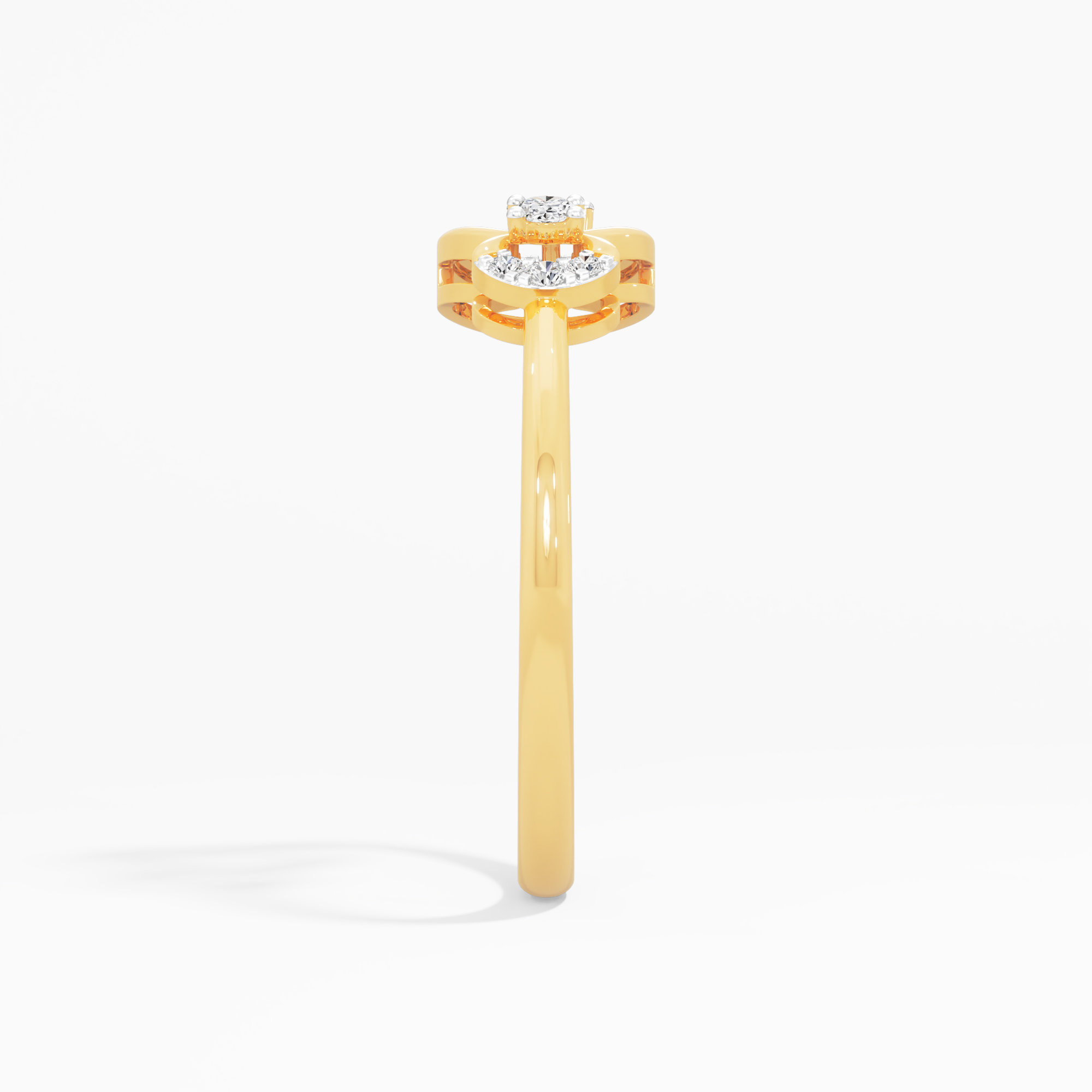 Twin Loop Diamond Ring in 9KT Yellow Gold (Diamond Quality: FG-VVS VS)