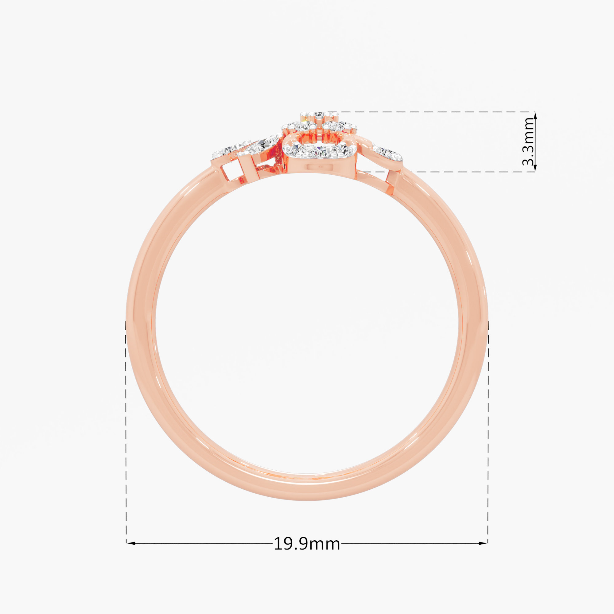 Quatrefoil Flower Diamond Ring in 9KT Rose Gold (Diamond Quality: FG-VVS VS)