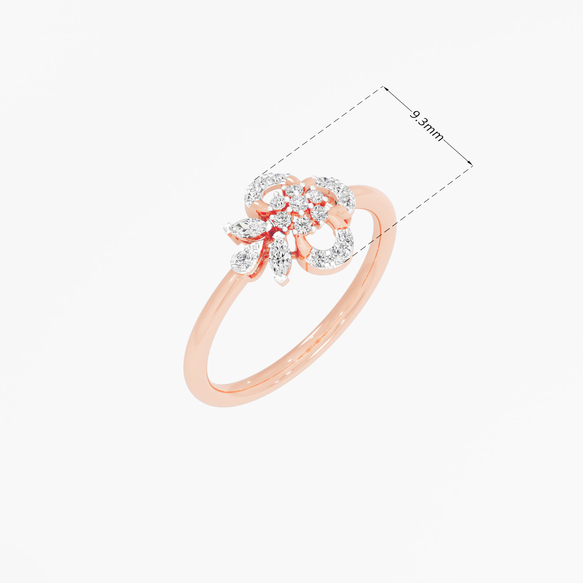 Quatrefoil Flower Diamond Ring in 9KT Rose Gold (Diamond Quality: FG-VVS VS)