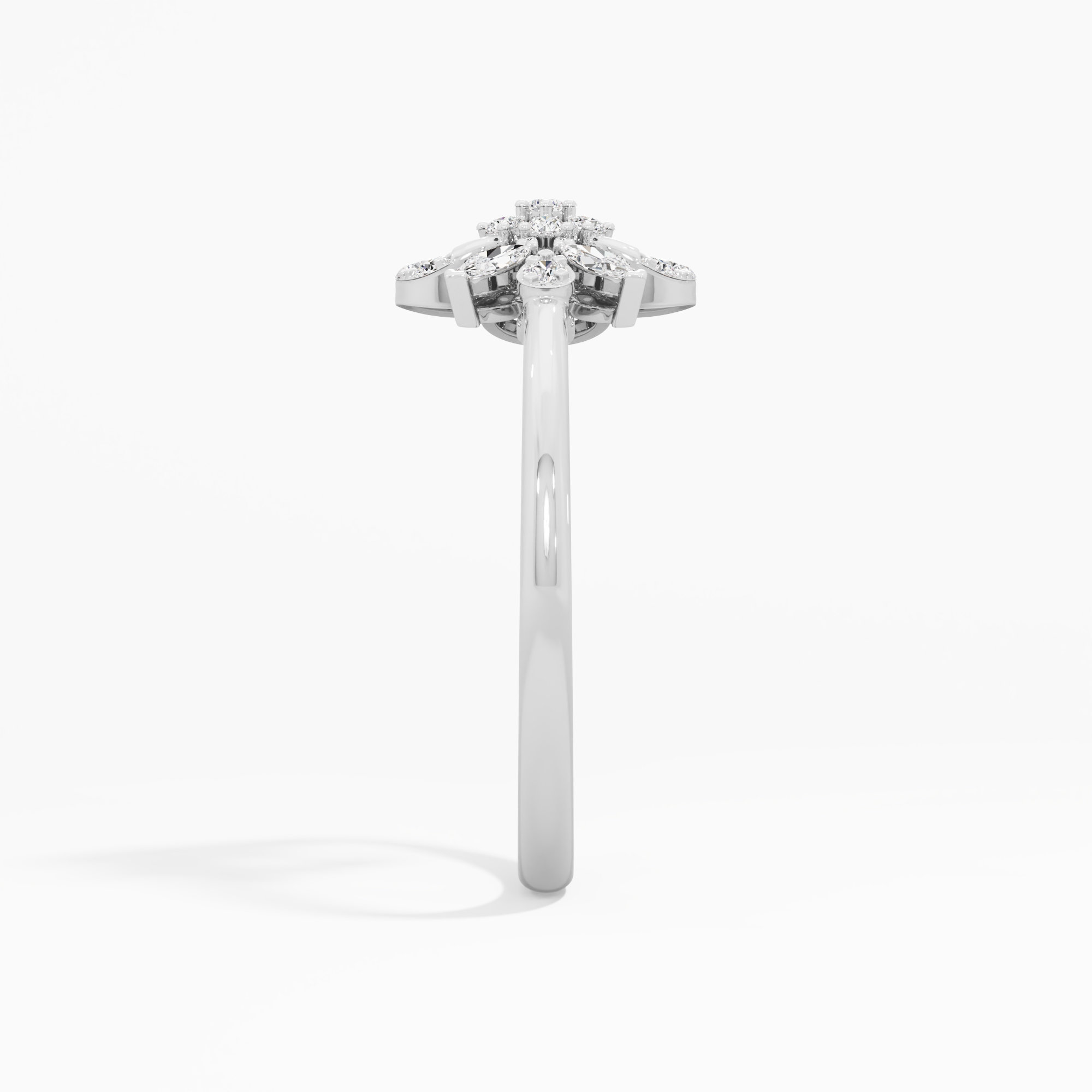 Quatrefoil Flower Diamond Ring in 9KT White Gold (Diamond Quality: FG-VVS VS)