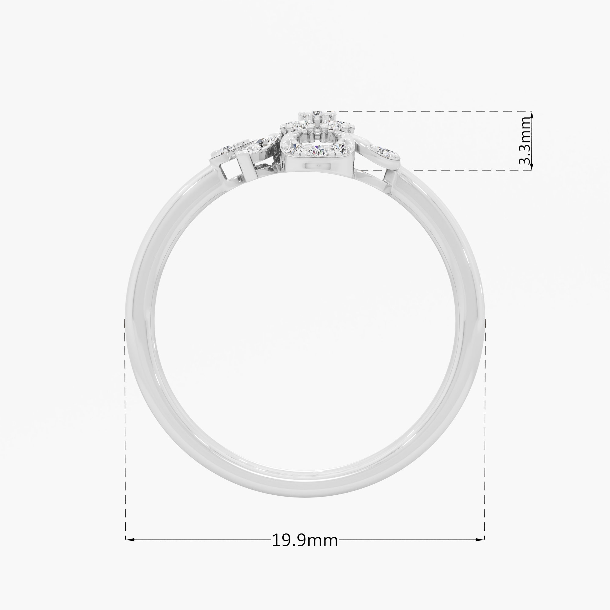 Quatrefoil Flower Diamond Ring in 9KT White Gold (Diamond Quality: FG-VVS VS)