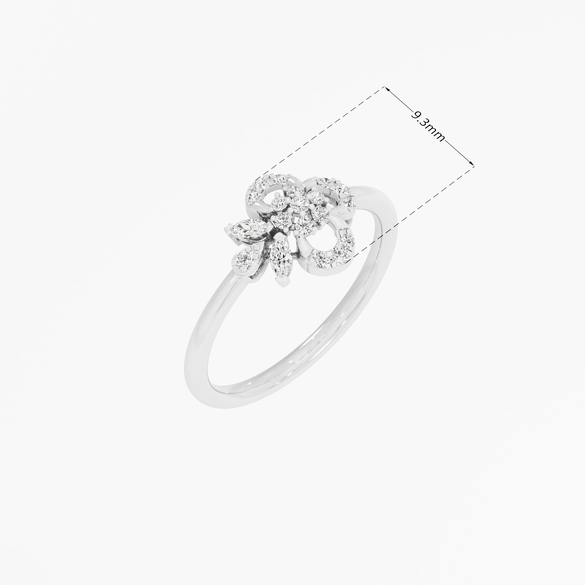 Quatrefoil Flower Diamond Ring in 9KT White Gold (Diamond Quality: FG-VVS VS)