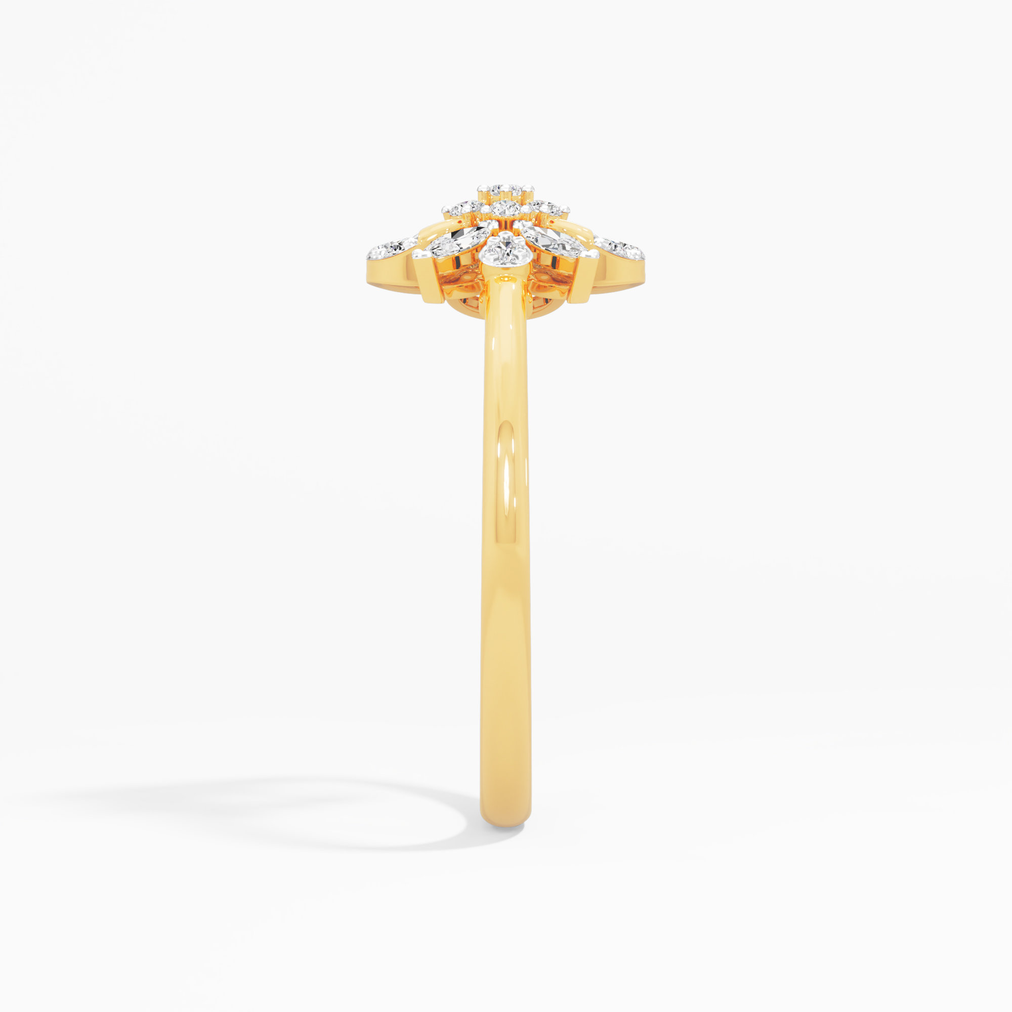 Quatrefoil Flower Diamond Ring in 9KT Yellow Gold (Diamond Quality: FG-VVS VS)