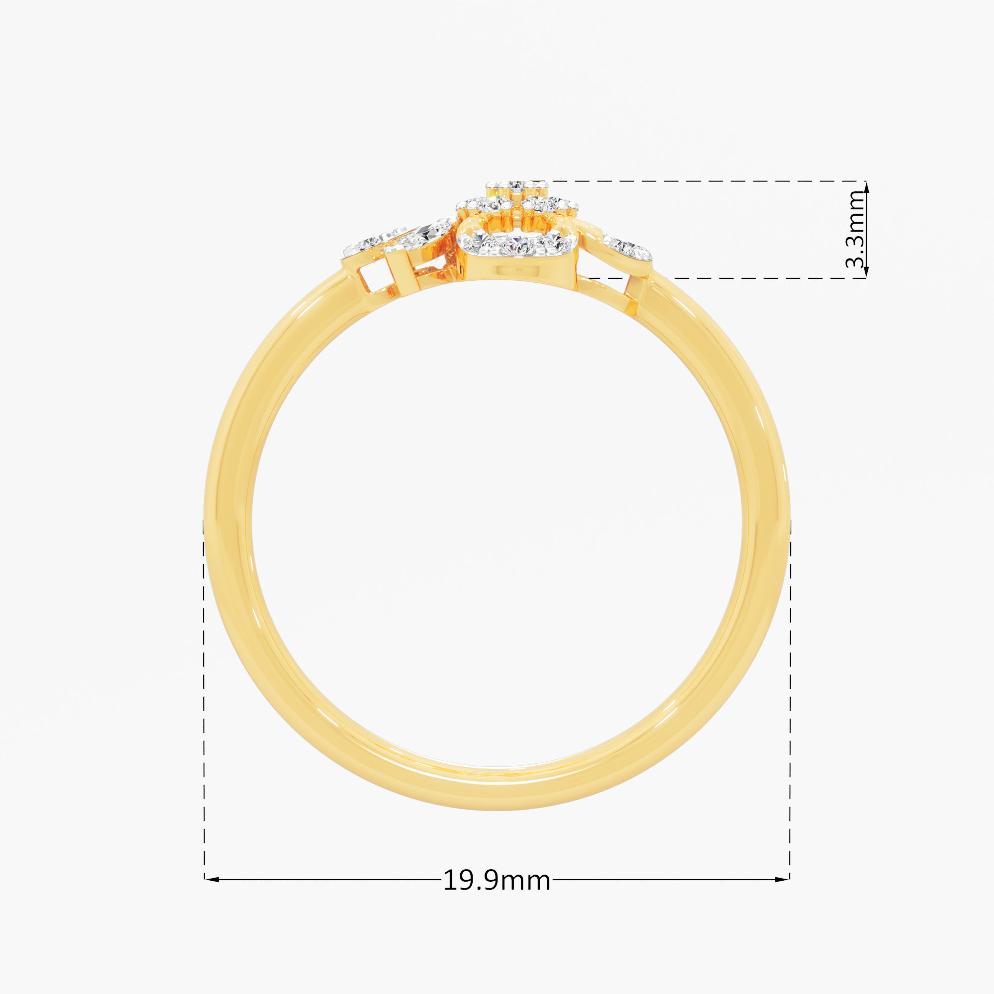 Quatrefoil Flower Diamond Ring in 9KT Yellow Gold (Diamond Quality: FG-VVS VS)