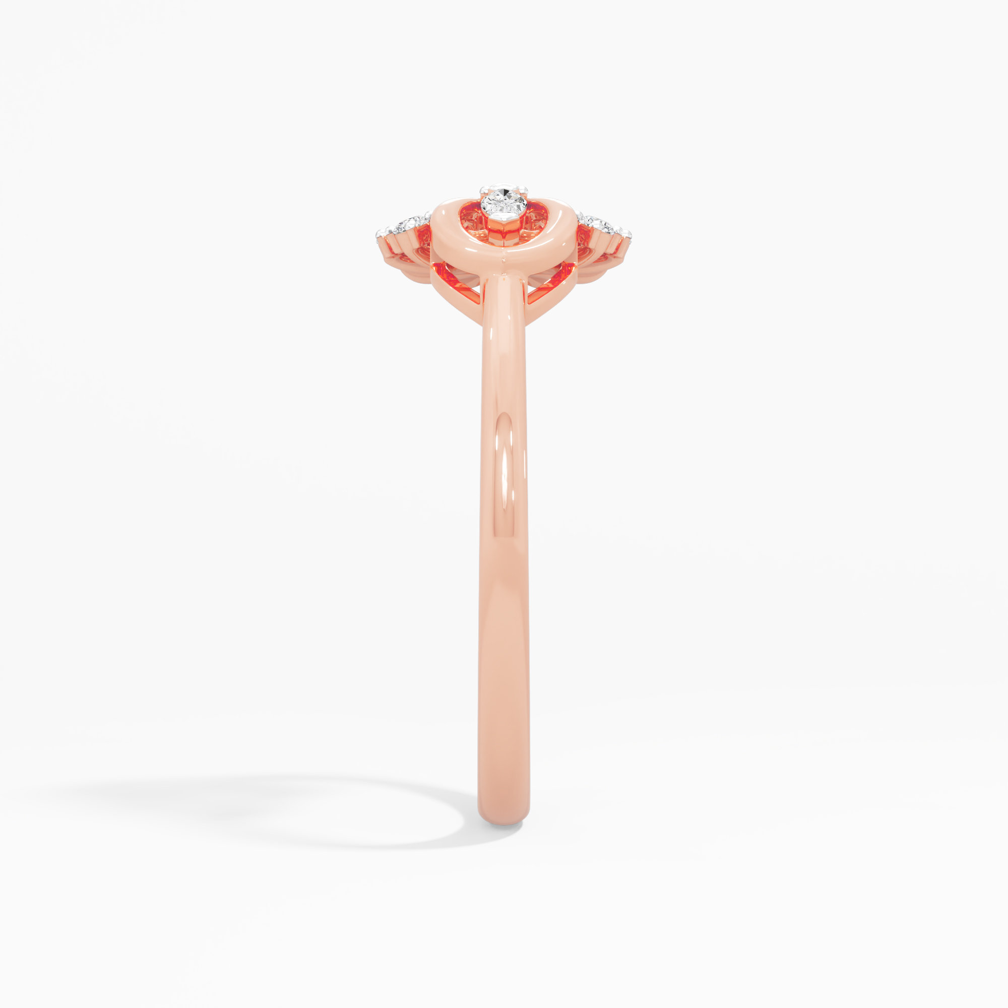 Leaf Wheel Diamond Ring in 9KT Rose Gold (Diamond Quality: FG-VVS VS)