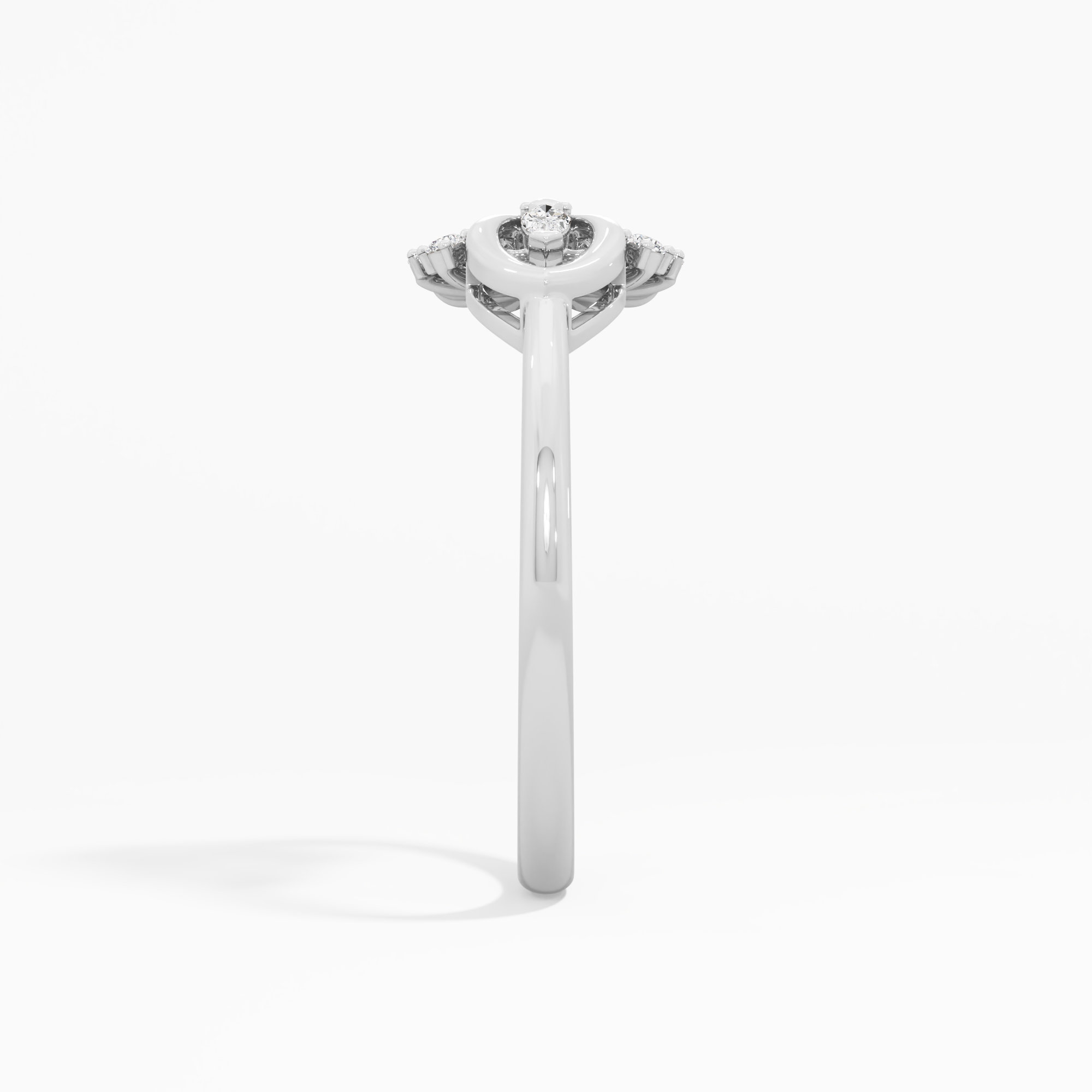 Leaf Wheel Diamond Ring in 9KT White Gold (Diamond Quality: FG-VVS VS)