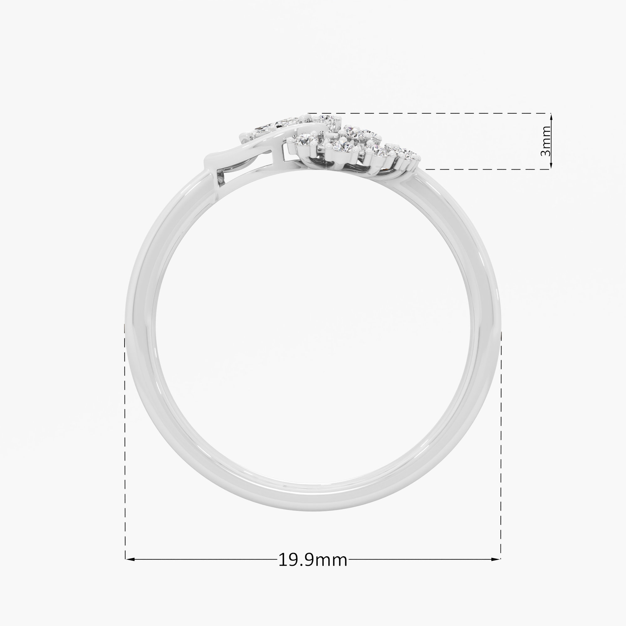 Leaf Wheel Diamond Ring in 9KT White Gold (Diamond Quality: FG-VVS VS)