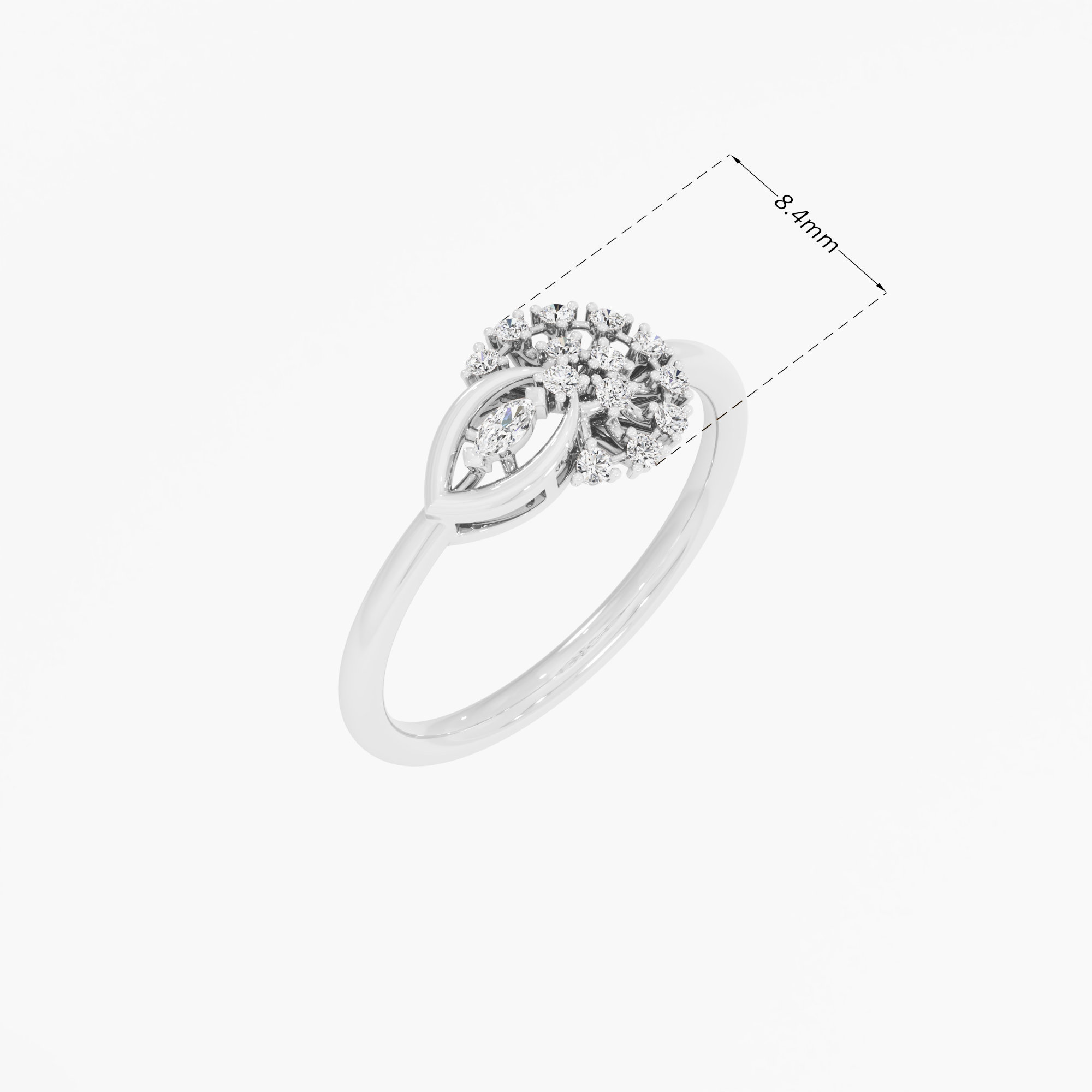 Leaf Wheel Diamond Ring in 9KT White Gold (Diamond Quality: FG-VVS VS)