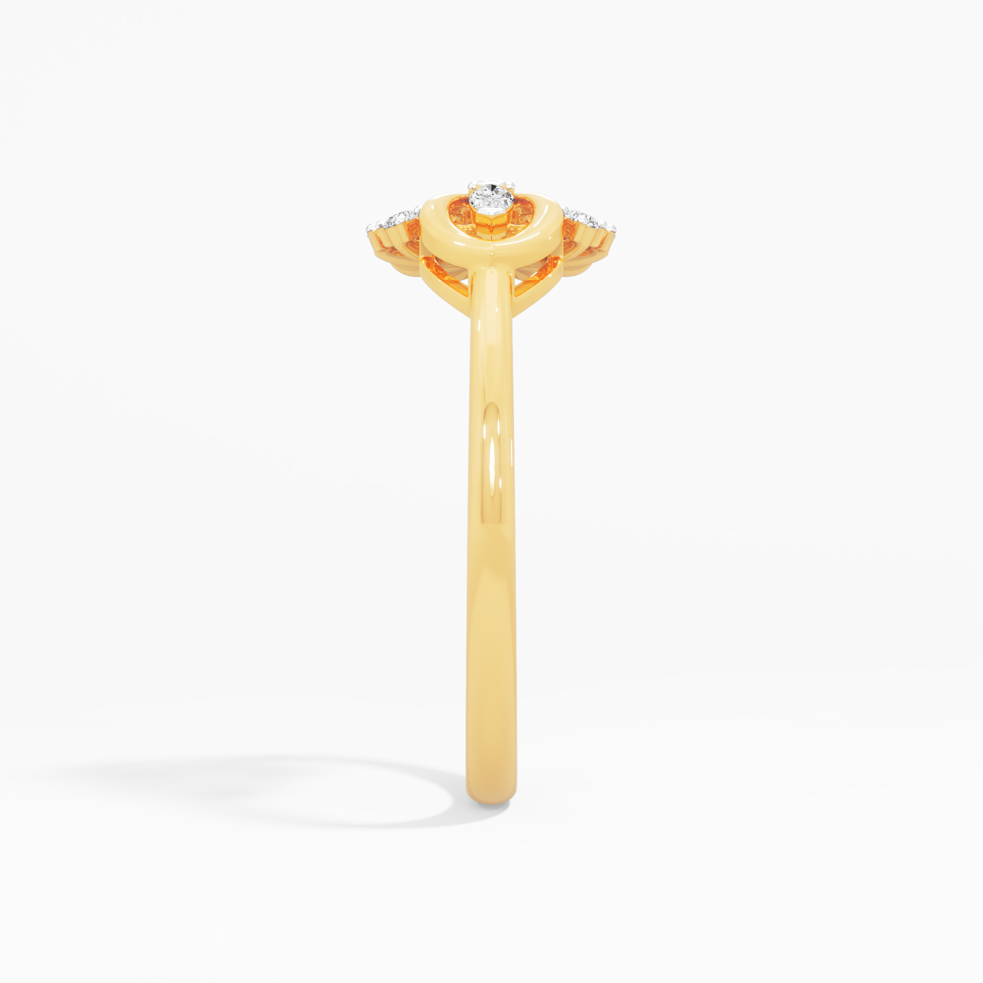 Leaf Wheel Diamond Ring in 9KT Yellow Gold (Diamond Quality: FG-VVS VS)