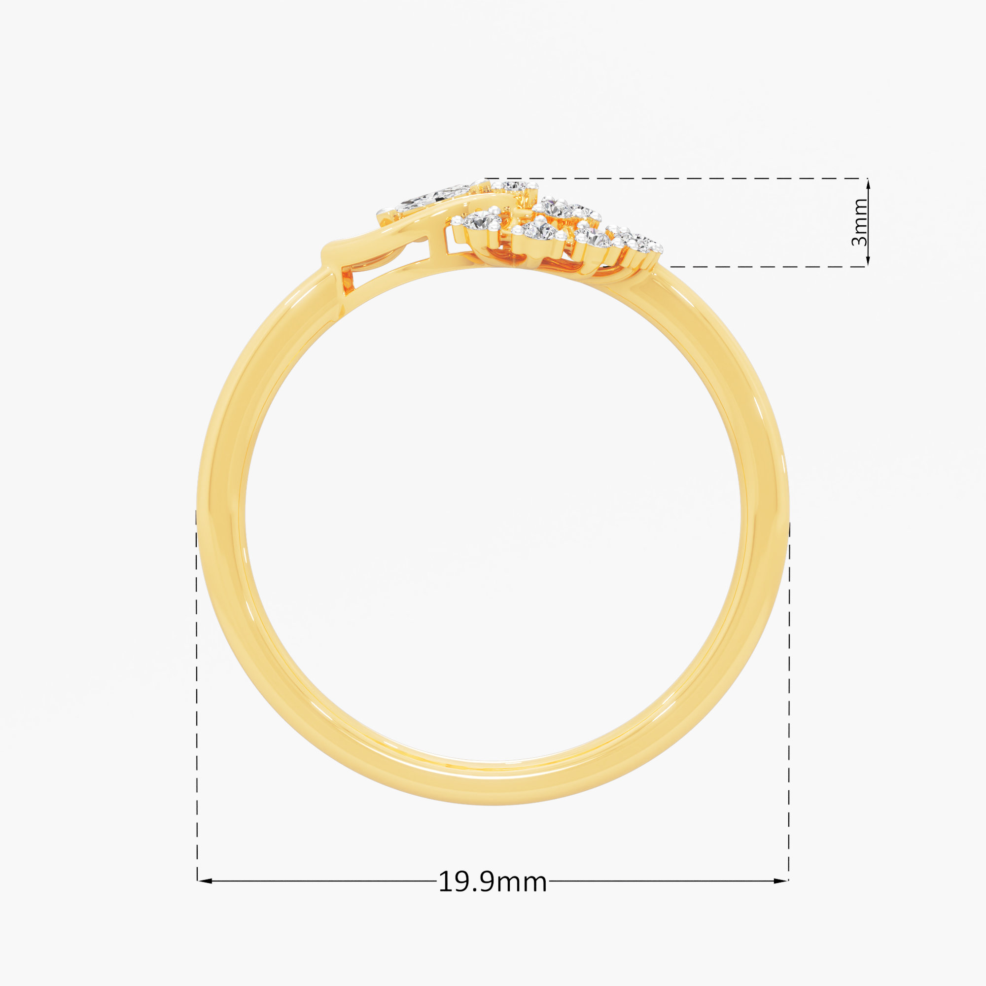 Leaf Wheel Diamond Ring in 9KT Yellow Gold (Diamond Quality: FG-VVS VS)