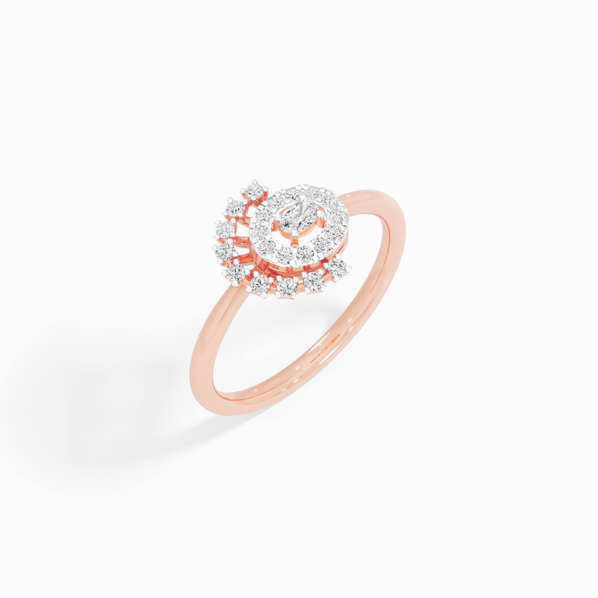 Sunburst Halo Diamond Ring in 9KT Rose Gold (Diamond Quality: FG-VVS VS)