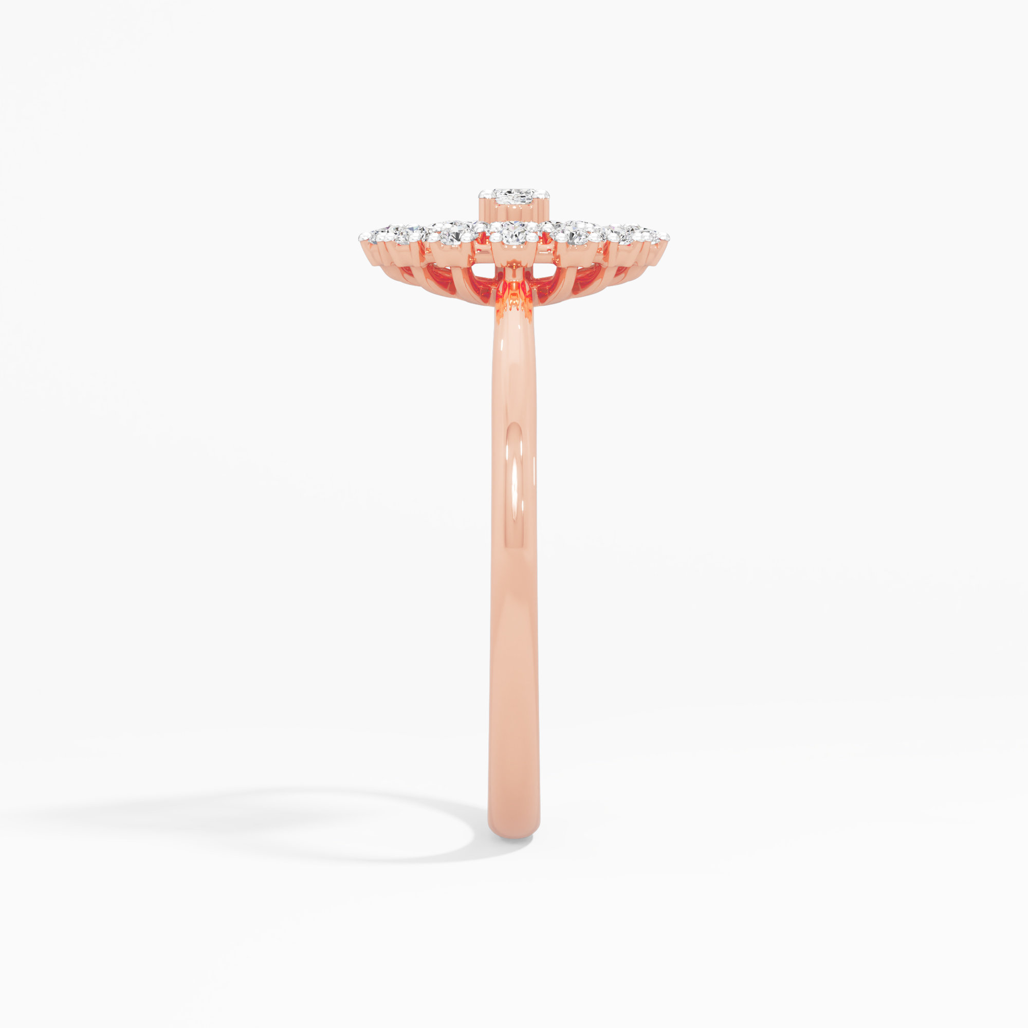 Sunburst Halo Diamond Ring in 9KT Rose Gold (Diamond Quality: FG-VVS VS)